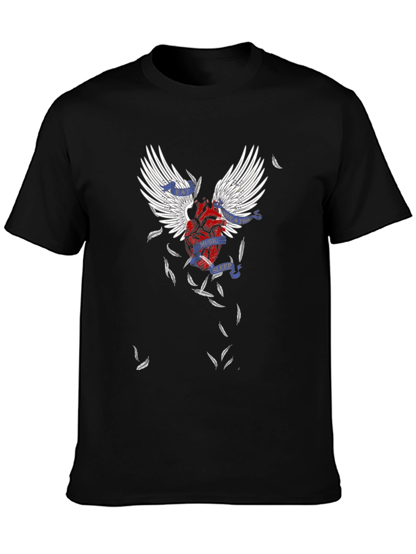 Winged Heart Graphic Tee - Music Sleep Breathe