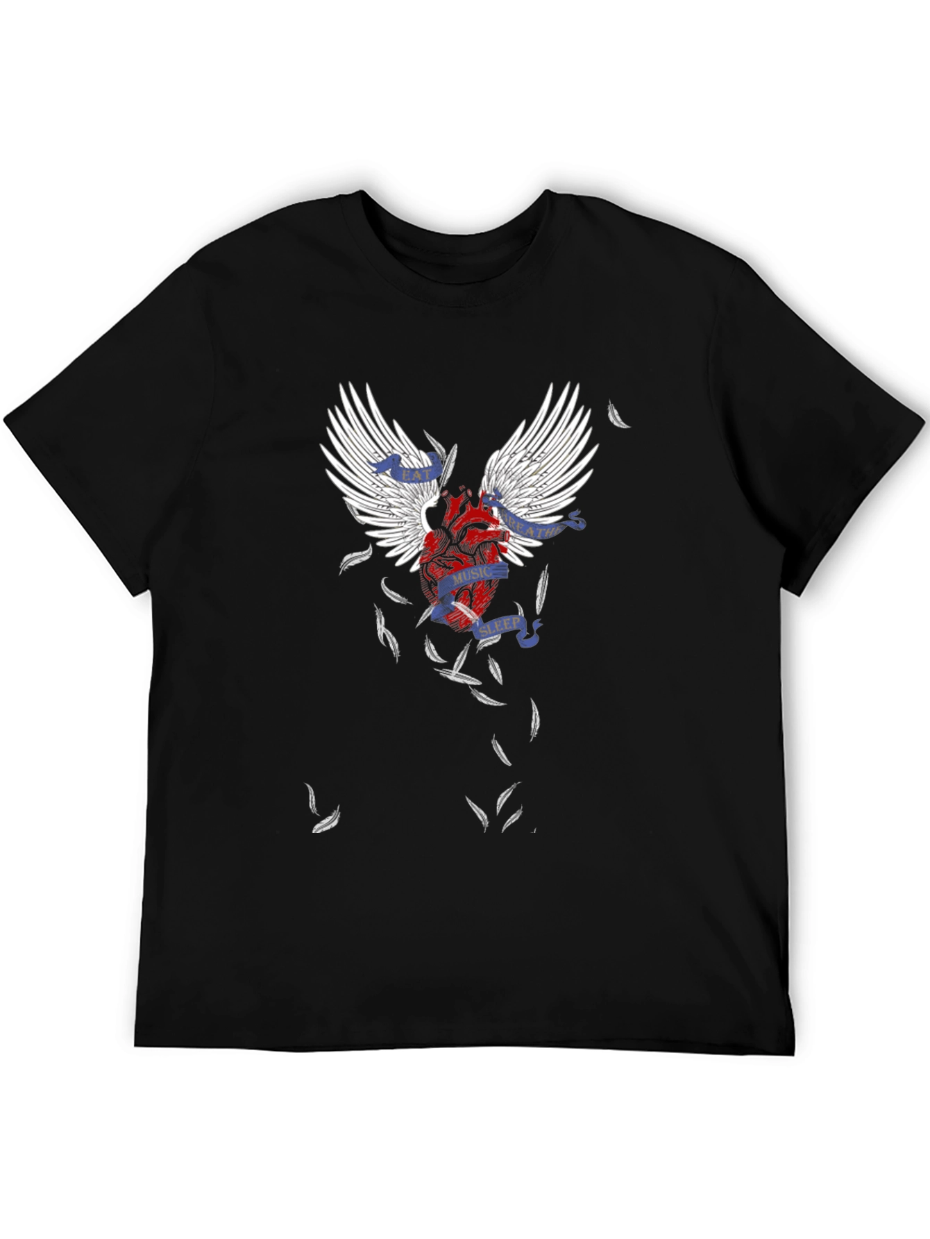 Winged Heart Graphic Tee - Music Sleep Breathe