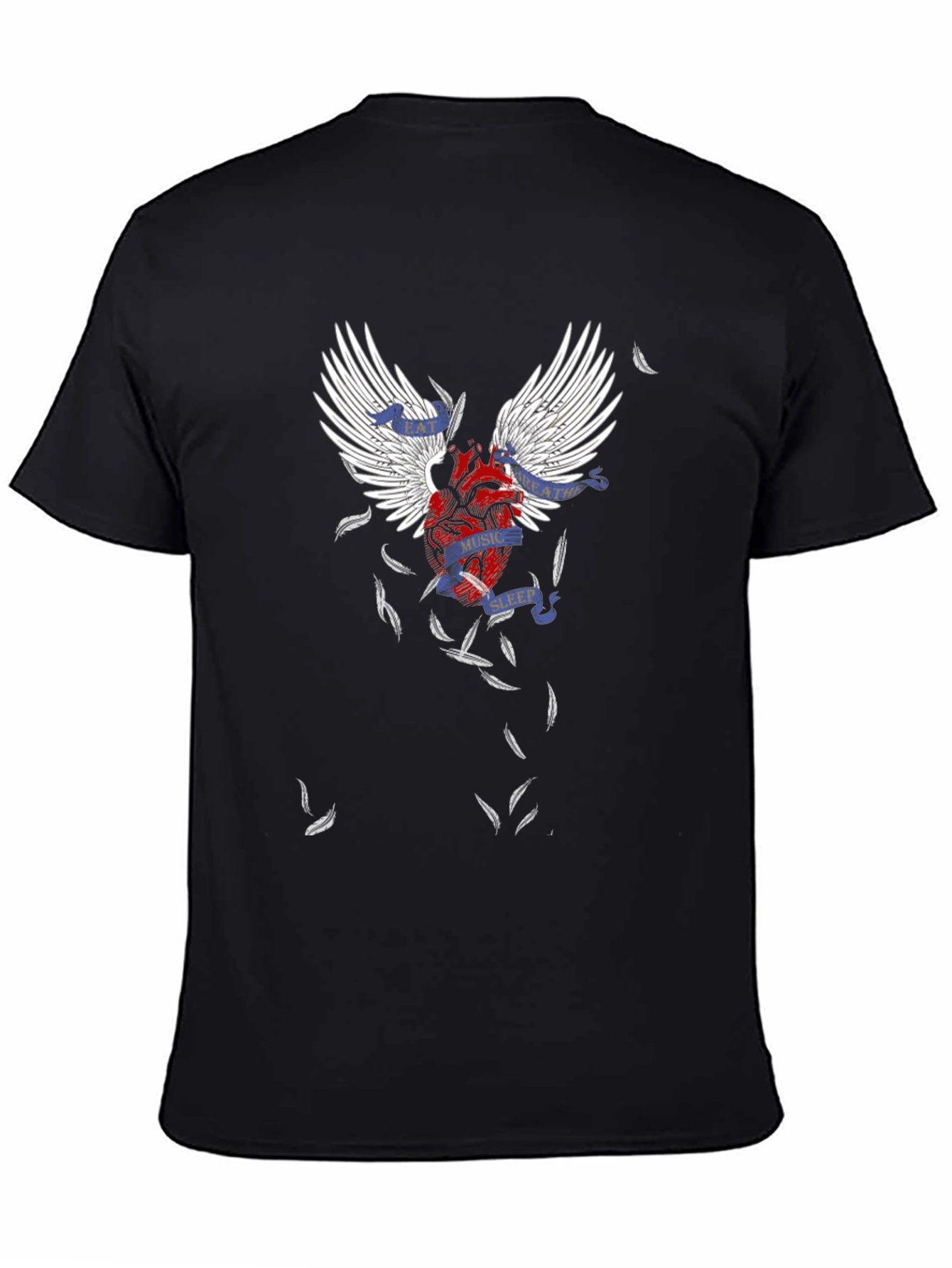 Winged Heart Graphic Tee - Music Sleep Breathe