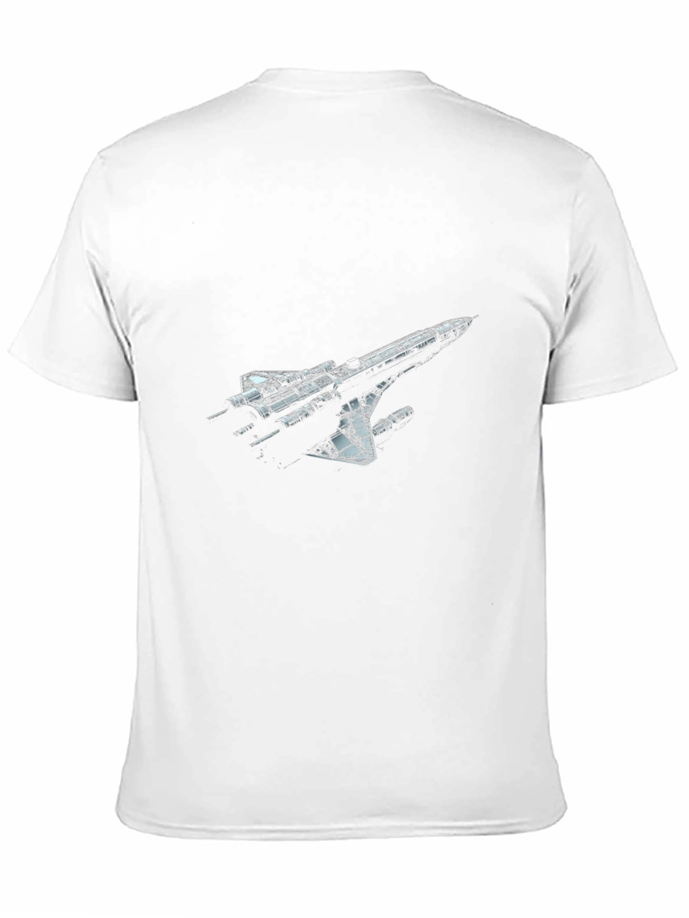Sci-Fi Spaceship Graphic T-Shirt - Black Crew Neck Tee