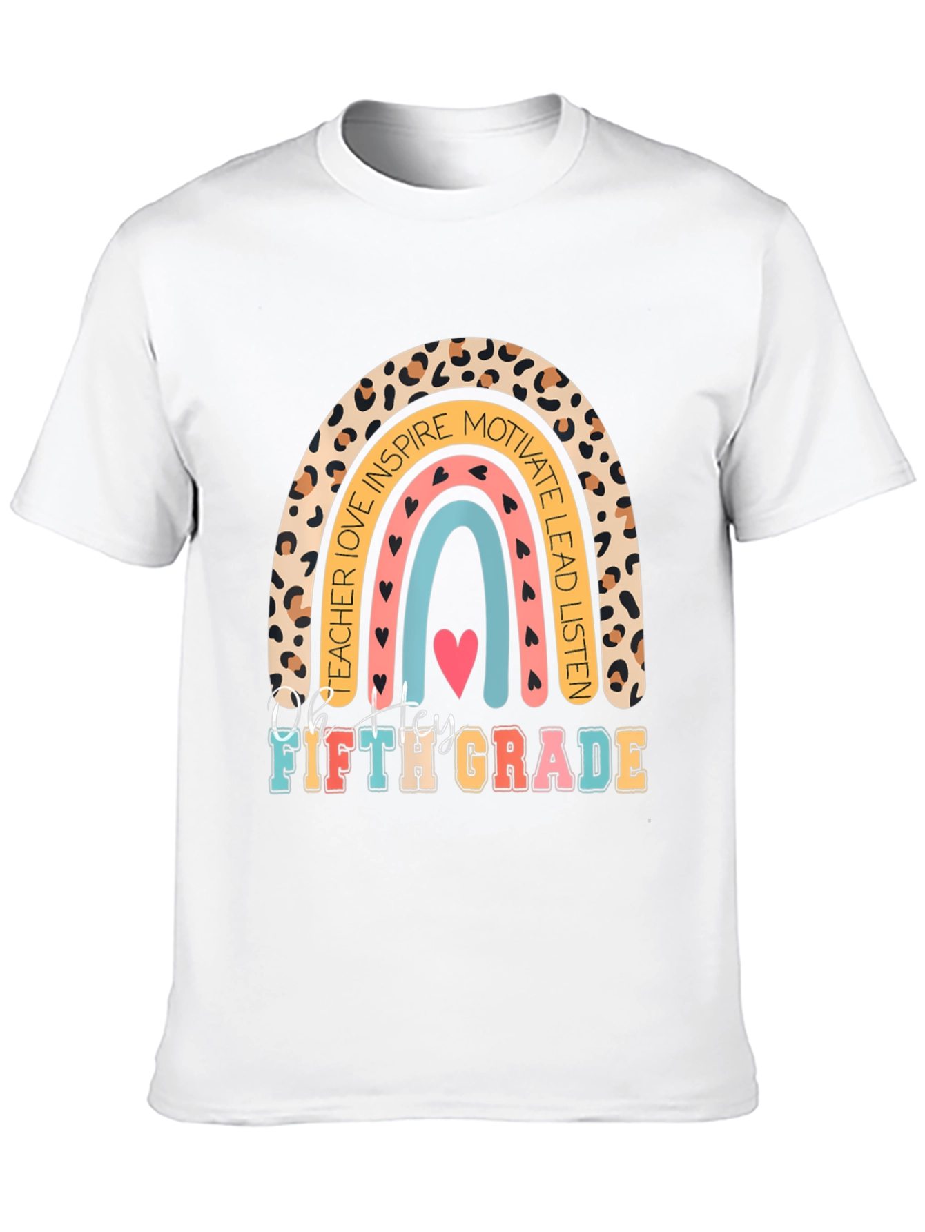 Fifth Grade Teacher Rainbow Graphic Tee