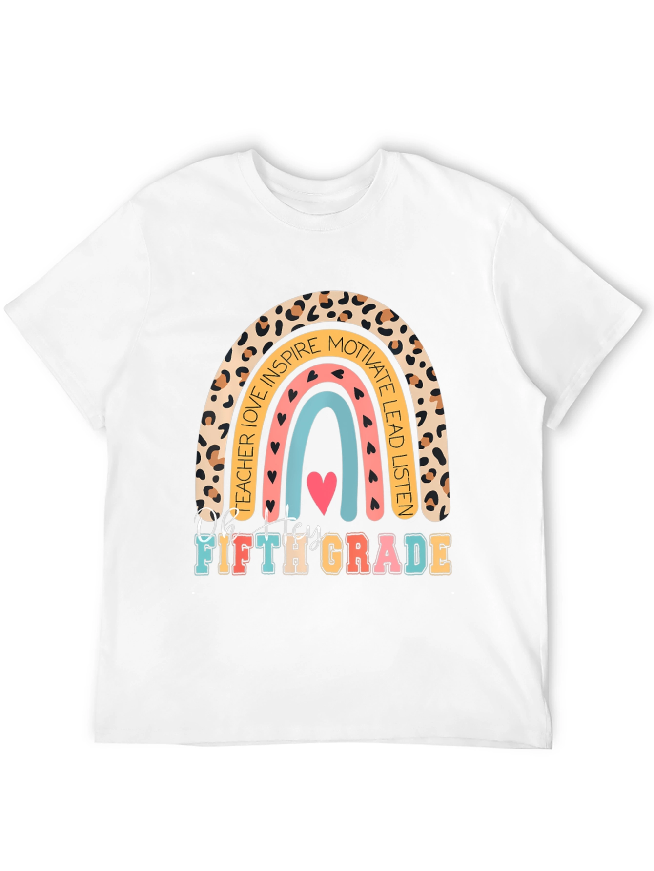 Fifth Grade Teacher Rainbow Graphic Tee