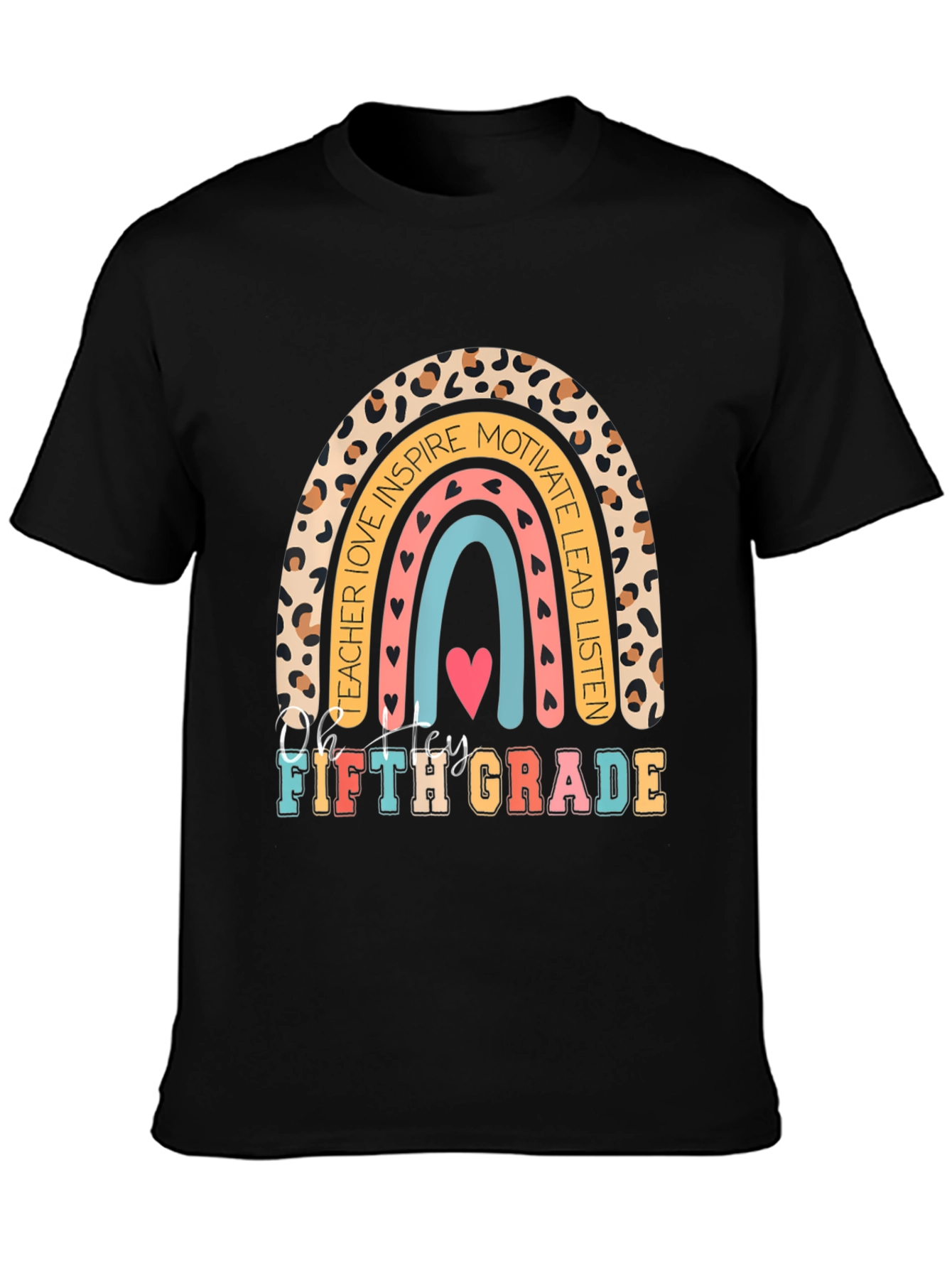 Fifth Grade Teacher Rainbow Graphic Tee