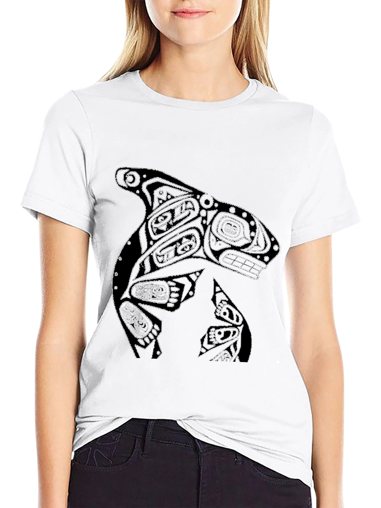 Killer Whale Graphic Tee - Black Cotton T-Shirt