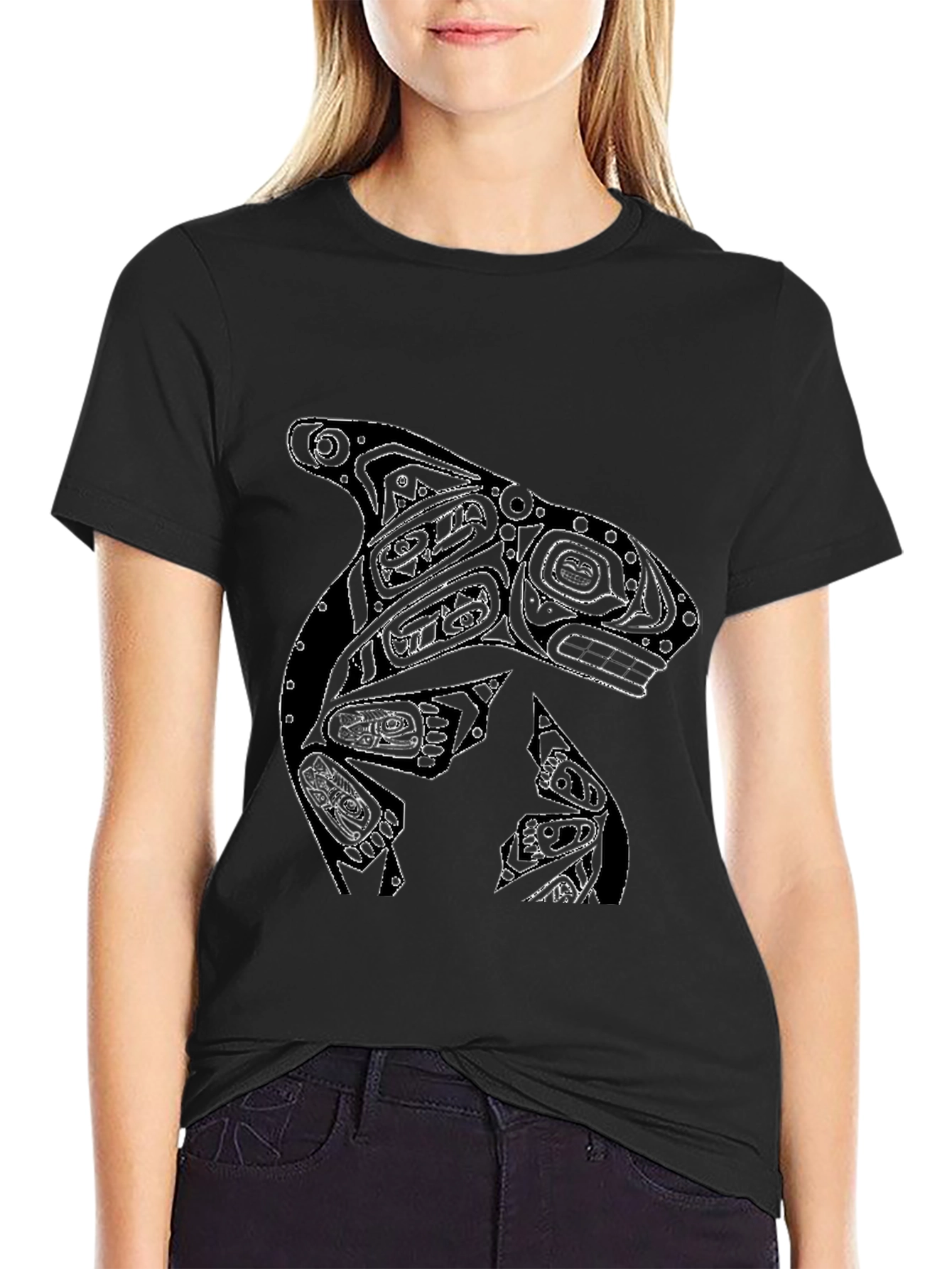 Killer Whale Graphic Tee - Black Cotton T-Shirt