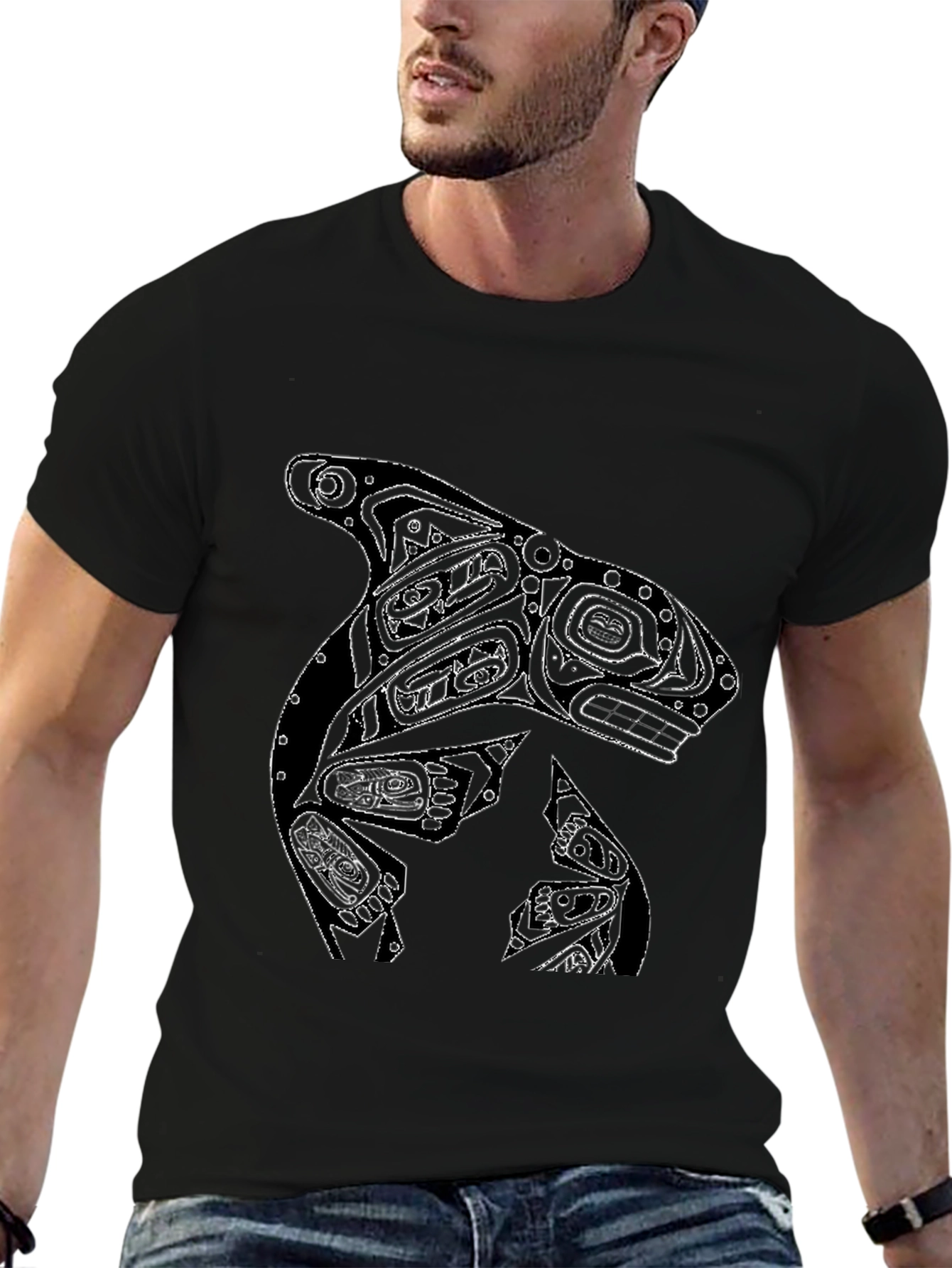 Killer Whale Graphic Tee - Black Cotton T-Shirt