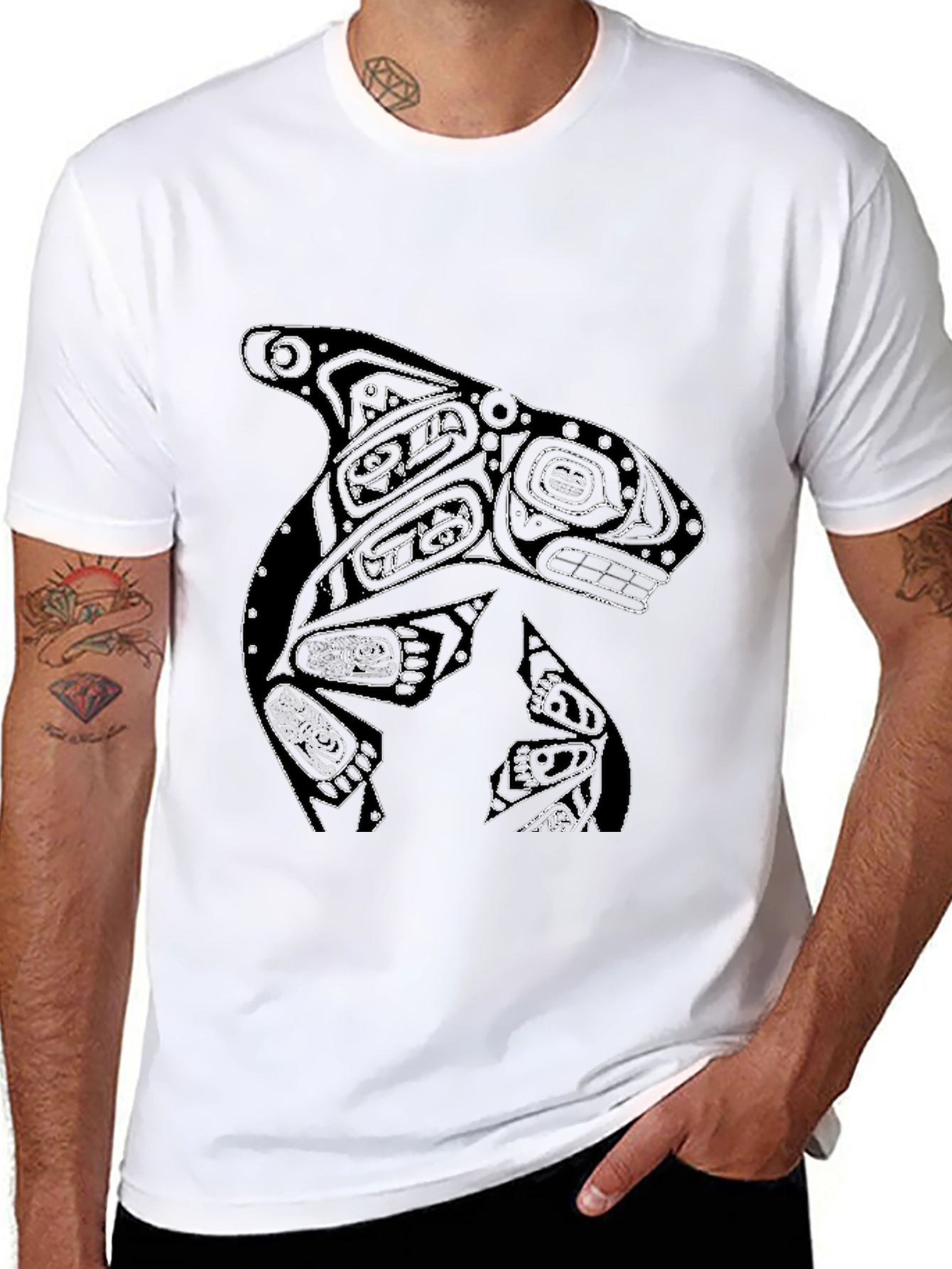 Killer Whale Graphic Tee - Black Cotton T-Shirt