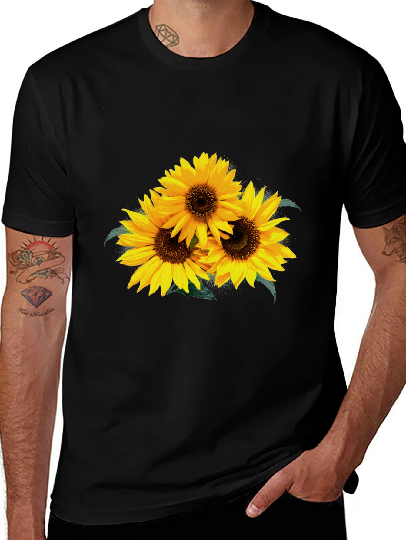 Sunflower Graphic Tee - Stylish Black T-Shirt
