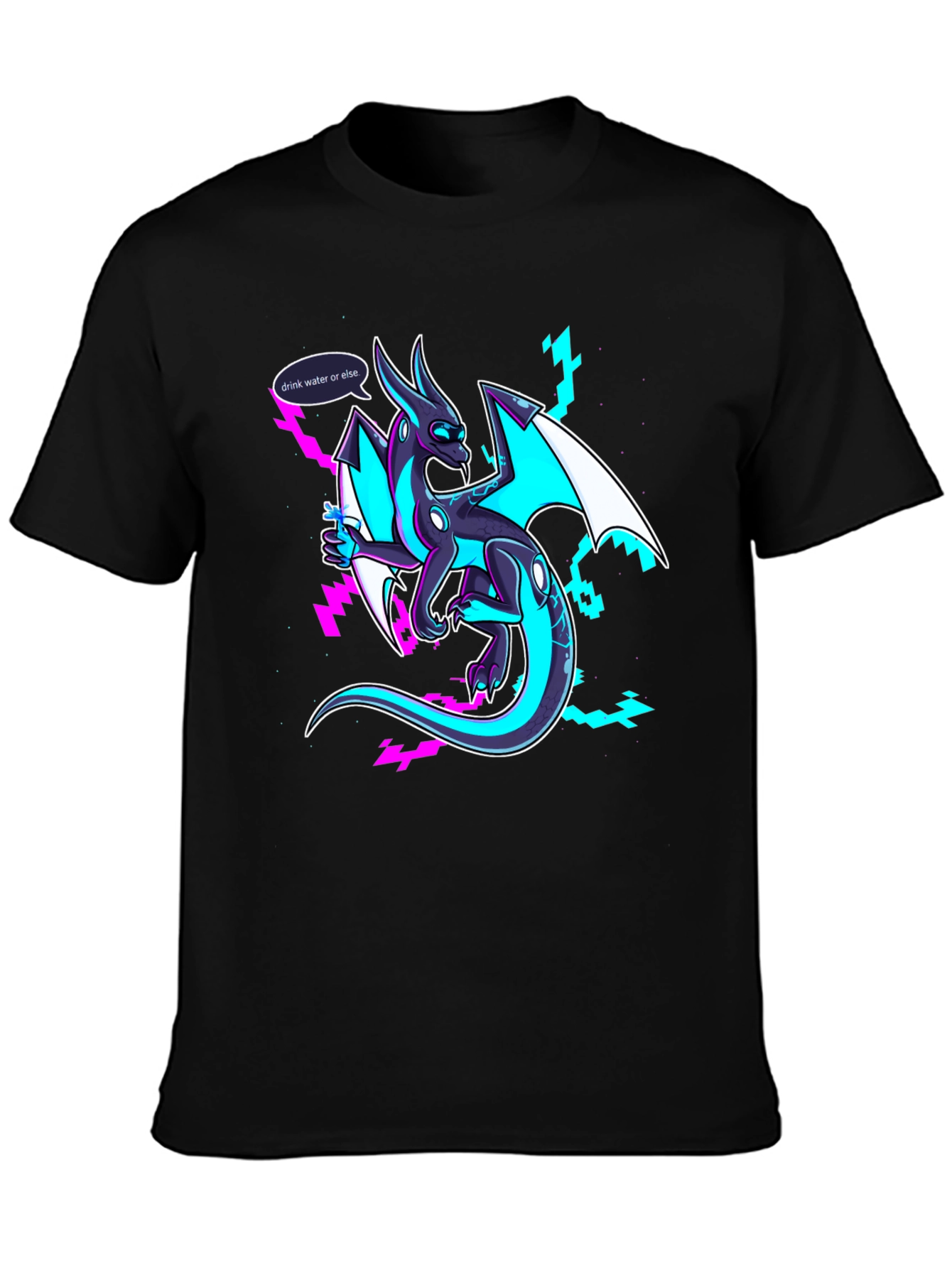 Drink Water Dragon Graphic Tee - Black T-Shirt
