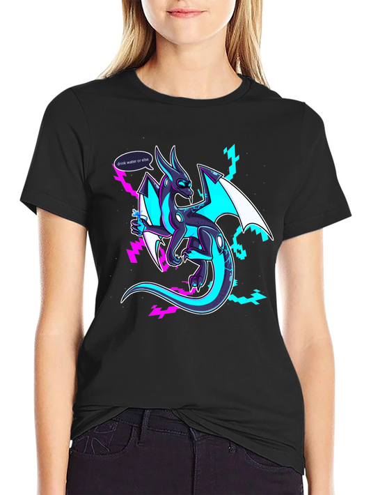 Drink Water Dragon Graphic Tee - Black T-Shirt