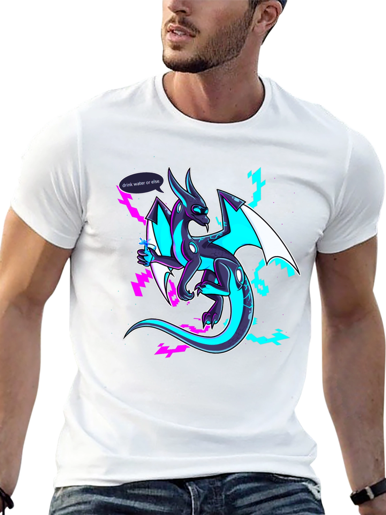 Drink Water Dragon Graphic Tee - Black T-Shirt