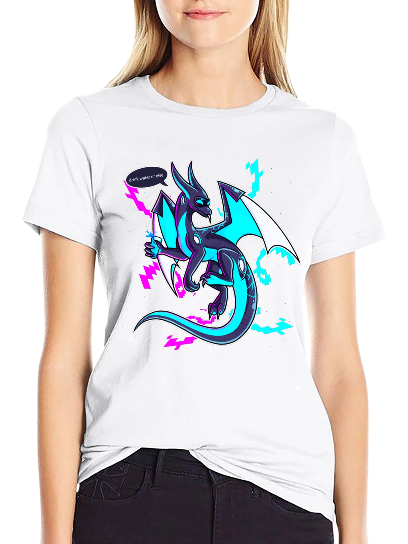 Drink Water Dragon Graphic Tee - Black T-Shirt
