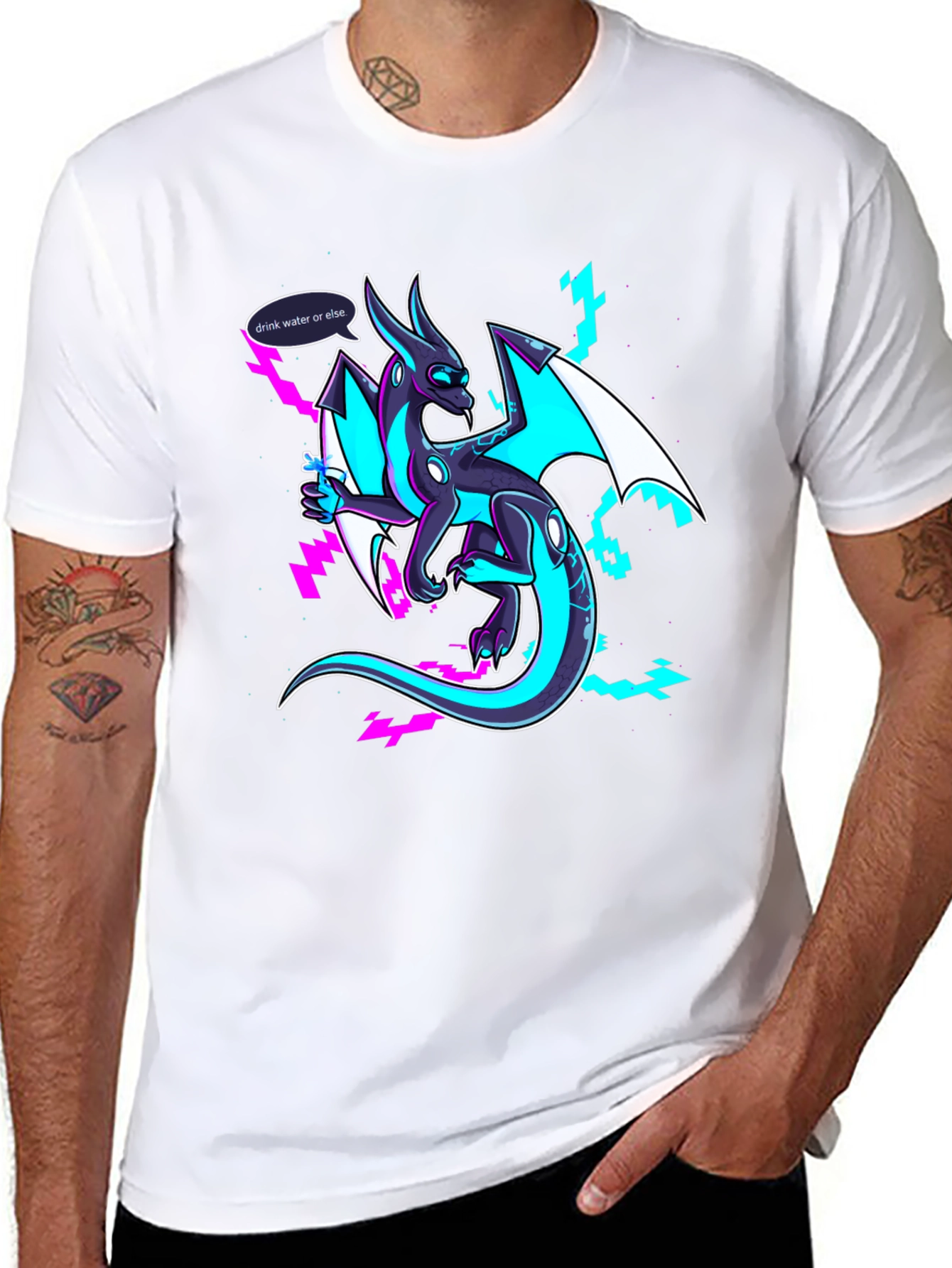 Drink Water Dragon Graphic Tee - Black T-Shirt