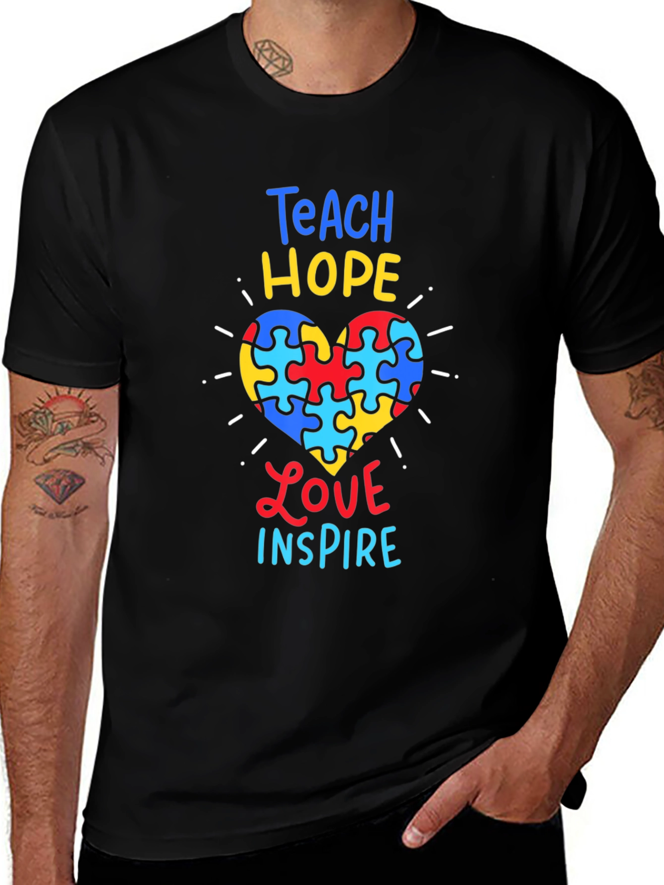 Autism Awareness Teach Hope Love Inspire T-Shirt