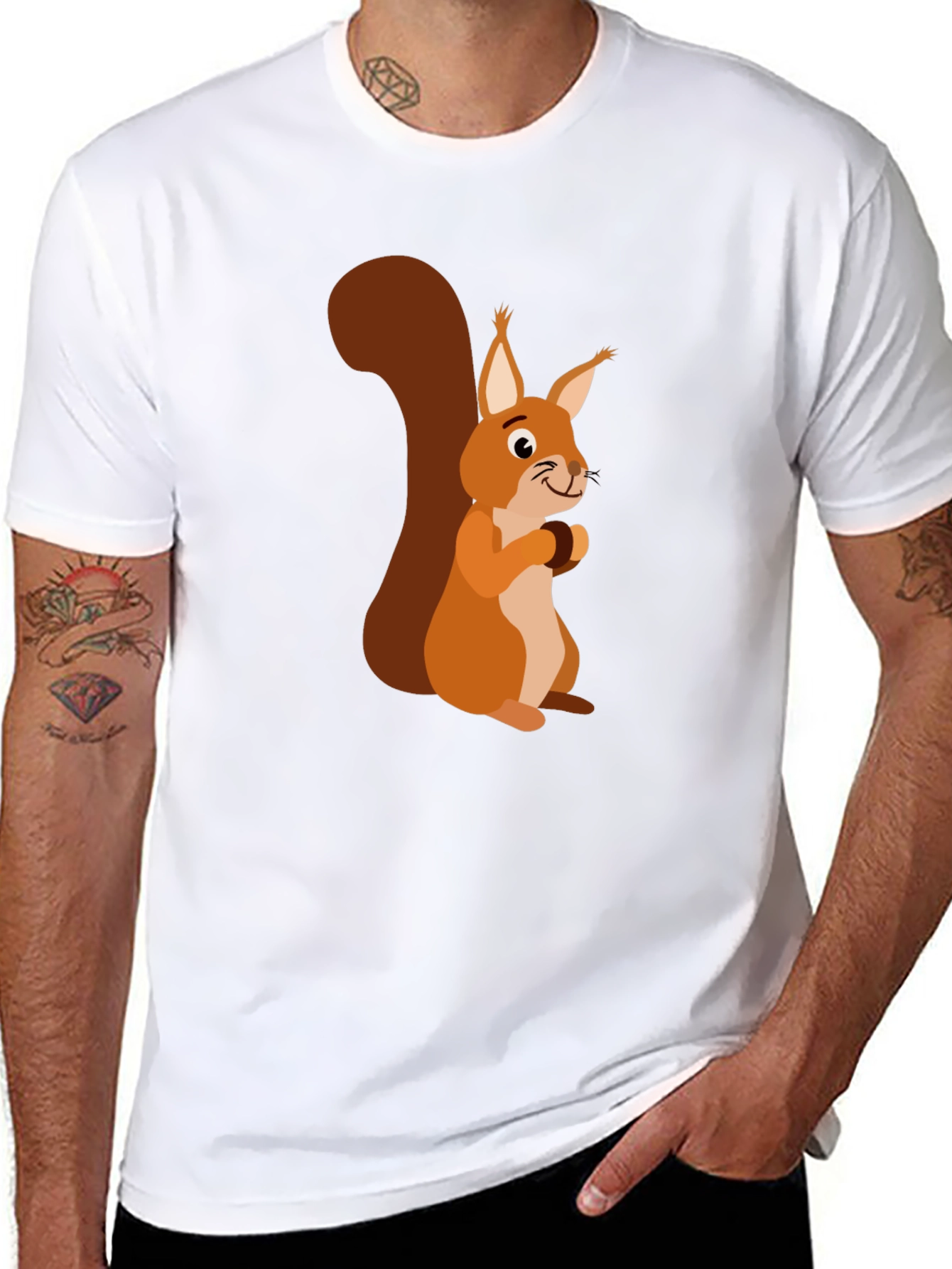 Squirrel Graphic Print Mens Black T-Shirt