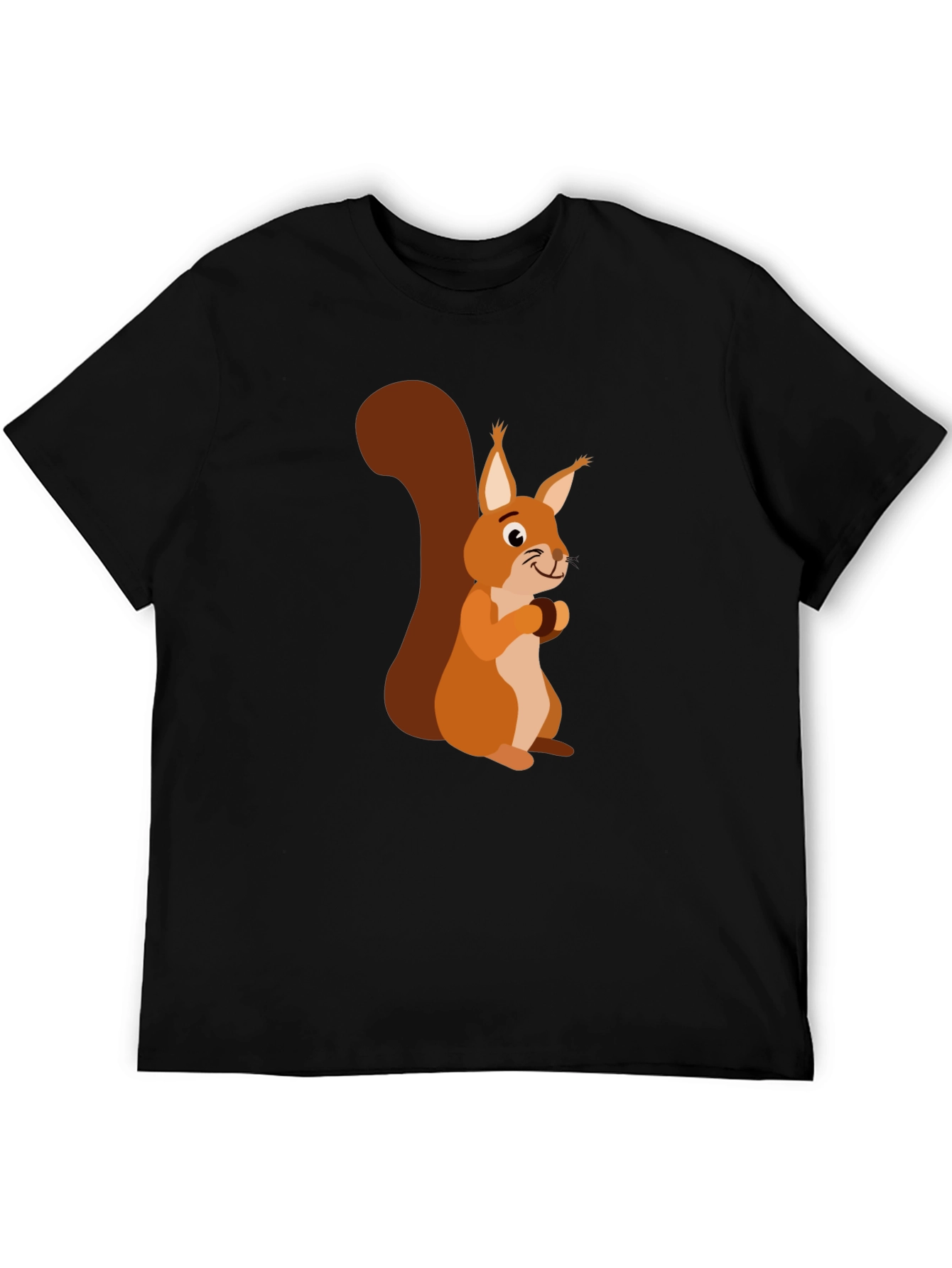 Squirrel Graphic Print Mens Black T-Shirt