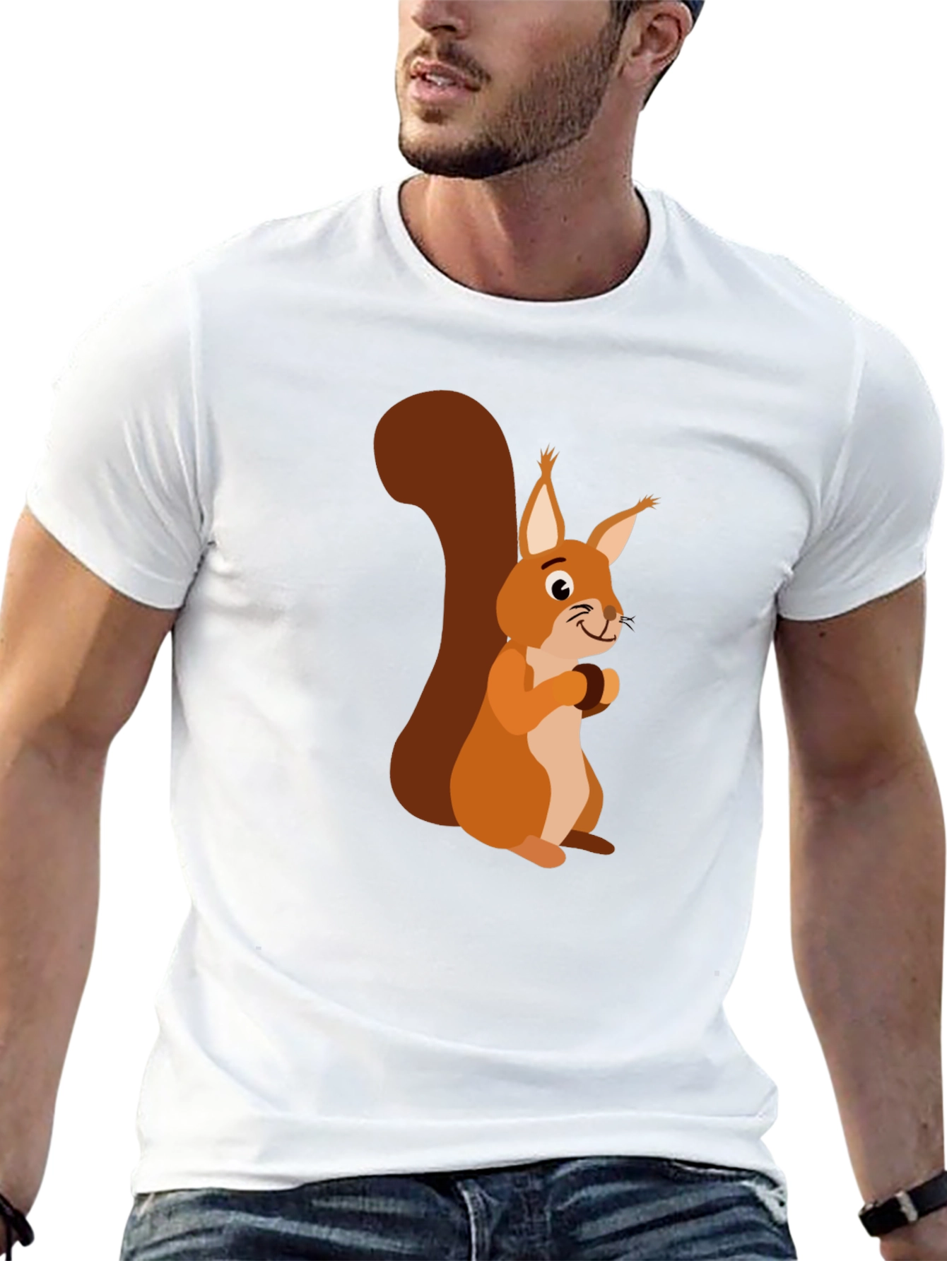 Squirrel Graphic Print Mens Black T-Shirt