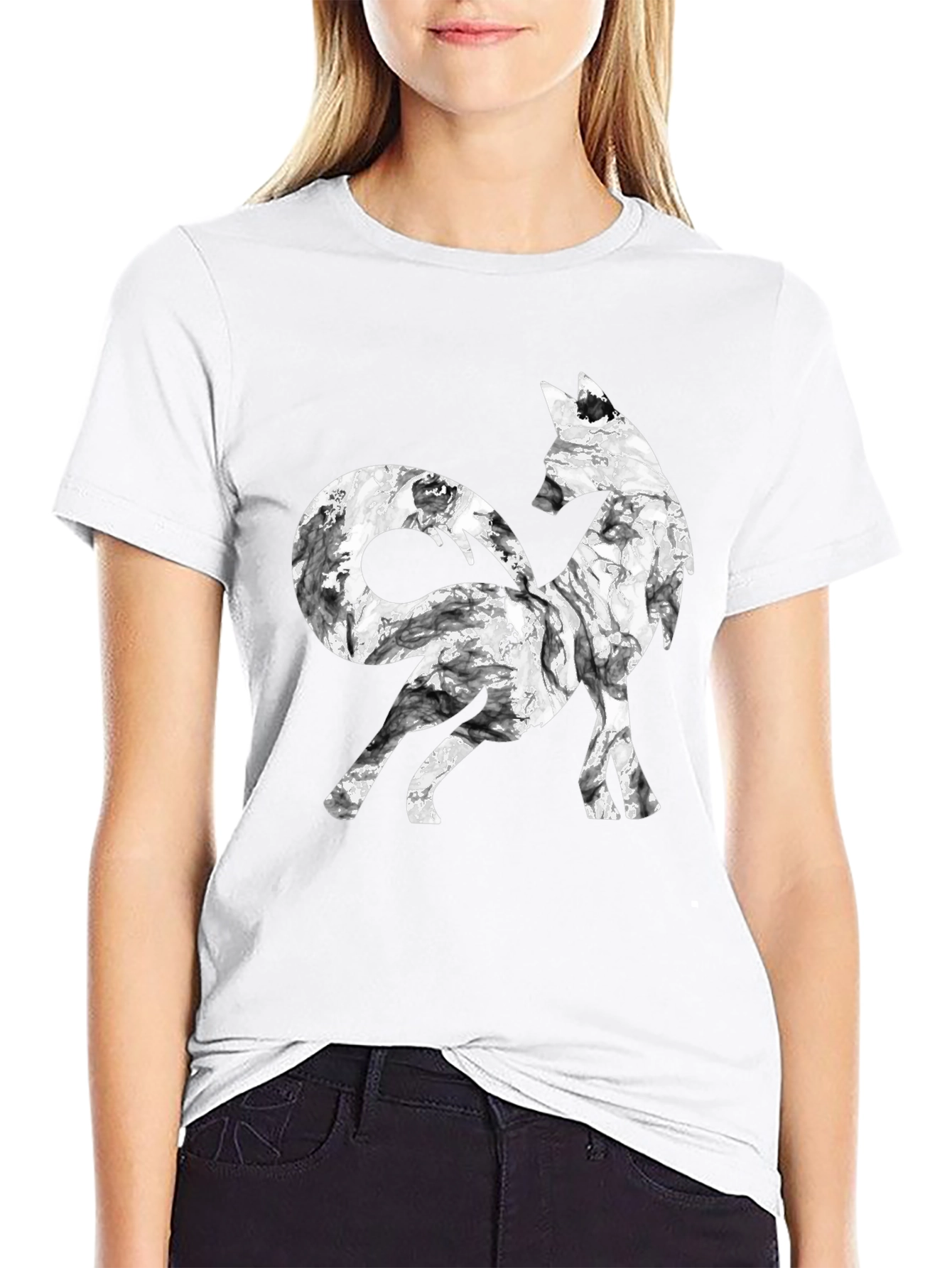 Stylish Fox Graphic Black T-Shirt
