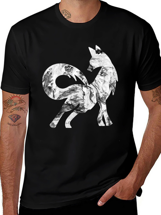 Stylish Fox Graphic Black T-Shirt