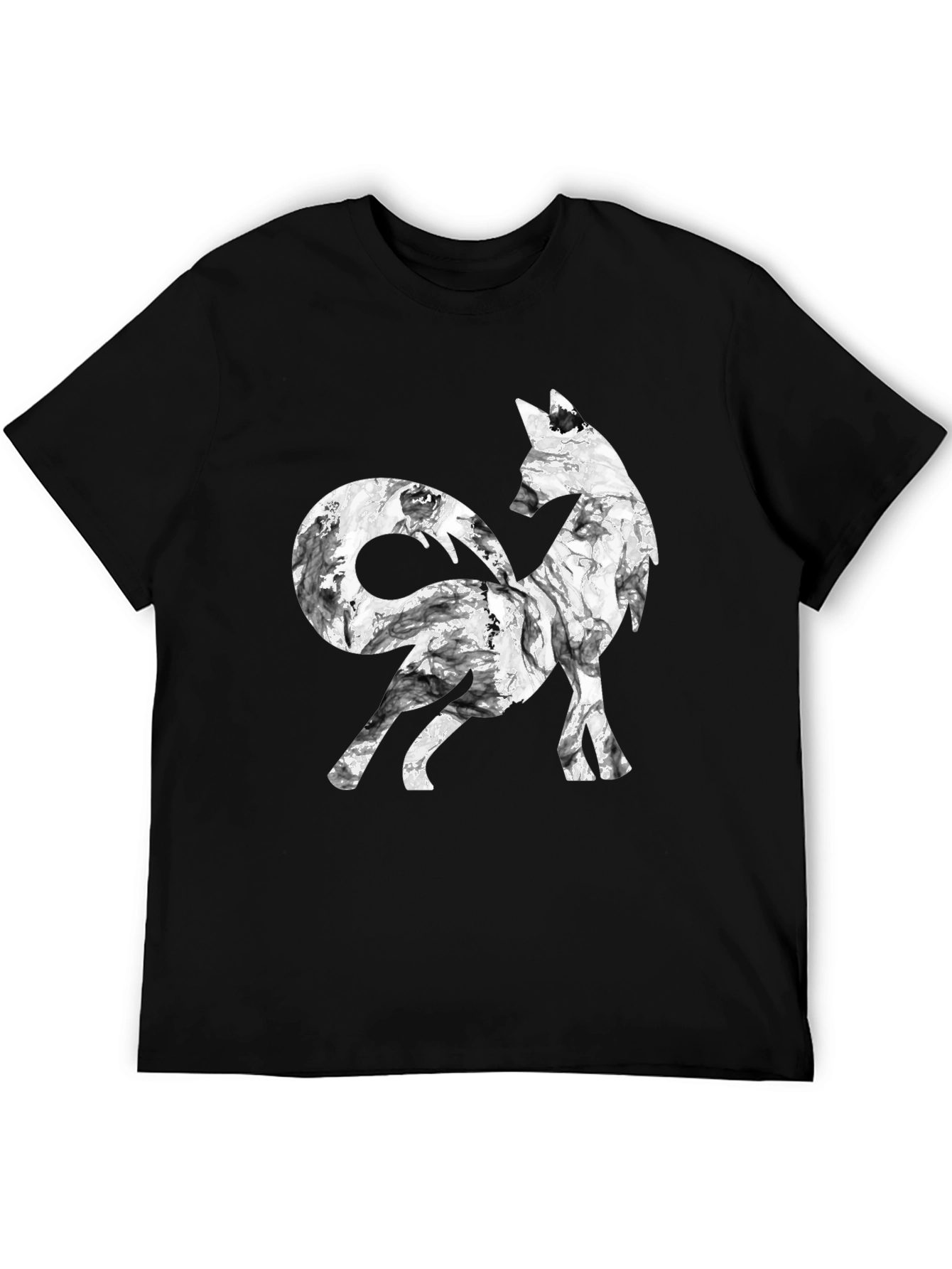 Stylish Fox Graphic Black T-Shirt