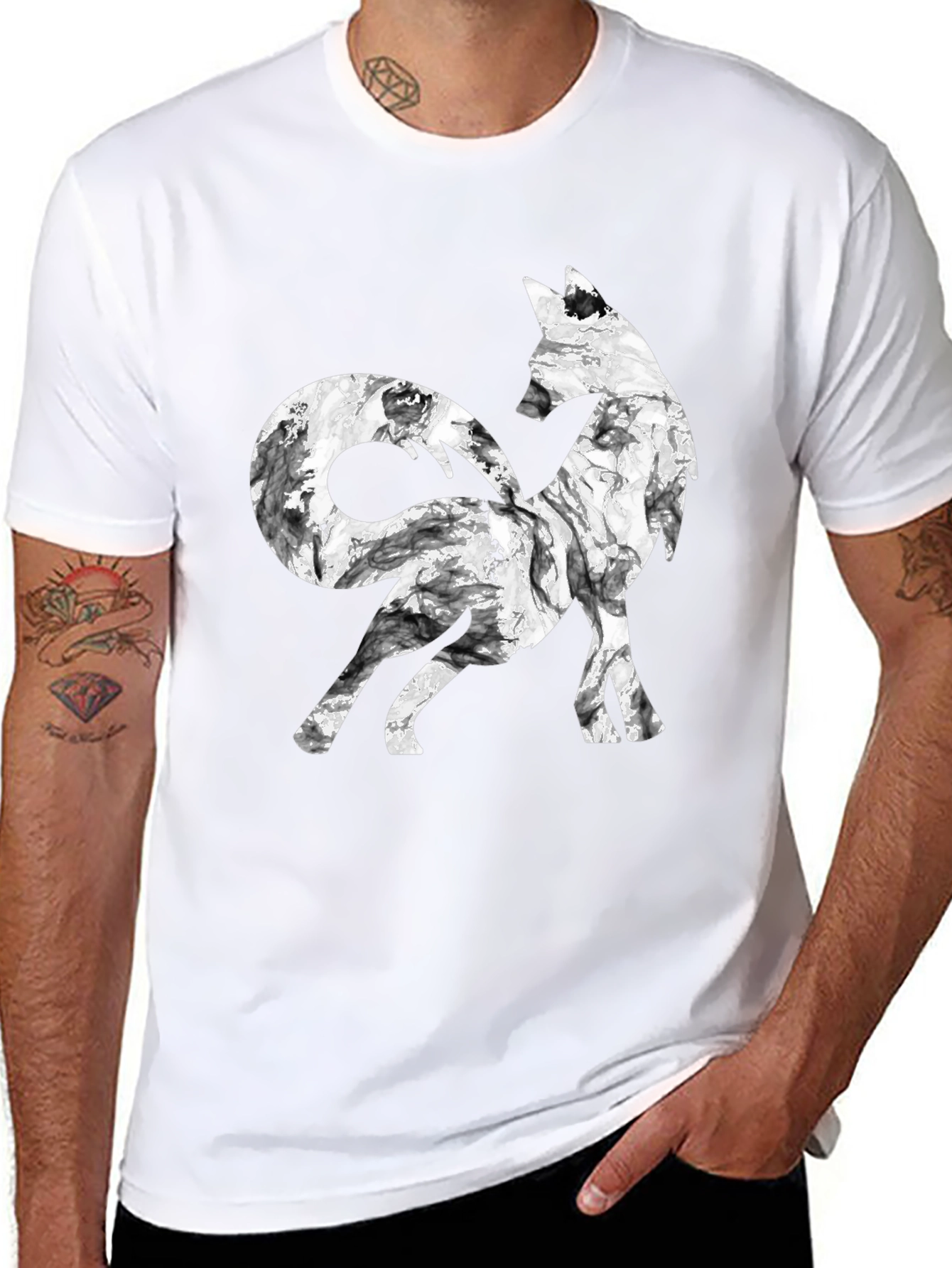 Stylish Fox Graphic Black T-Shirt