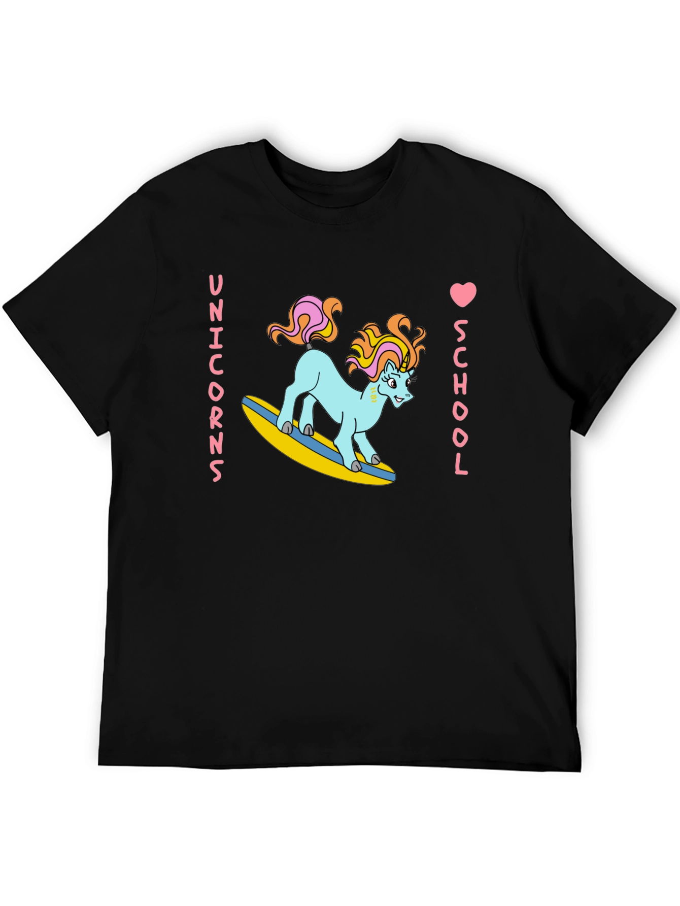 Unicorns Love School Black T-Shirt