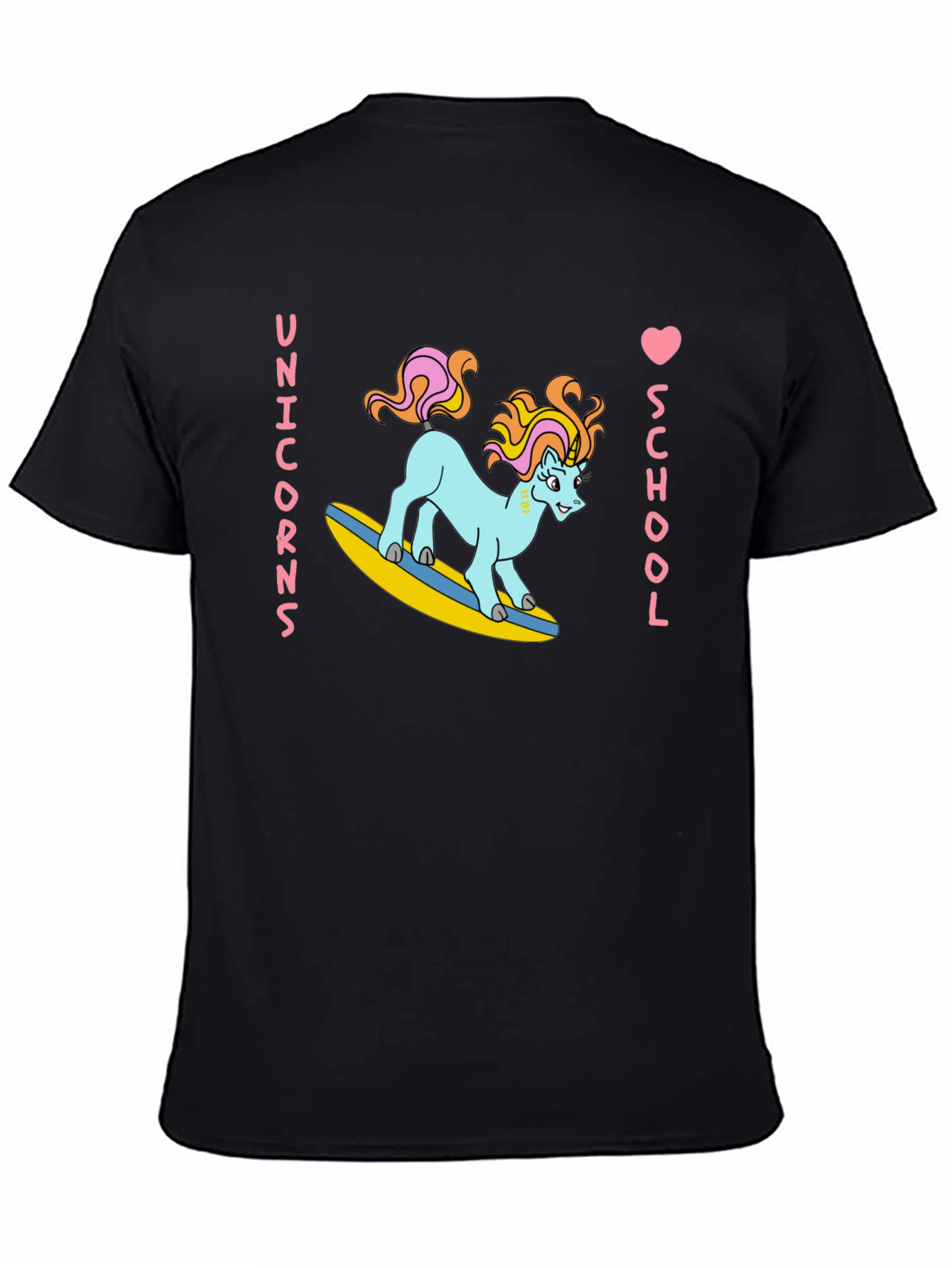 Unicorns Love School Black T-Shirt