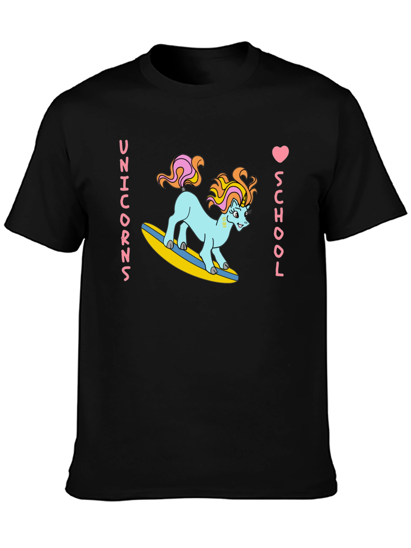 Unicorns Love School Black T-Shirt
