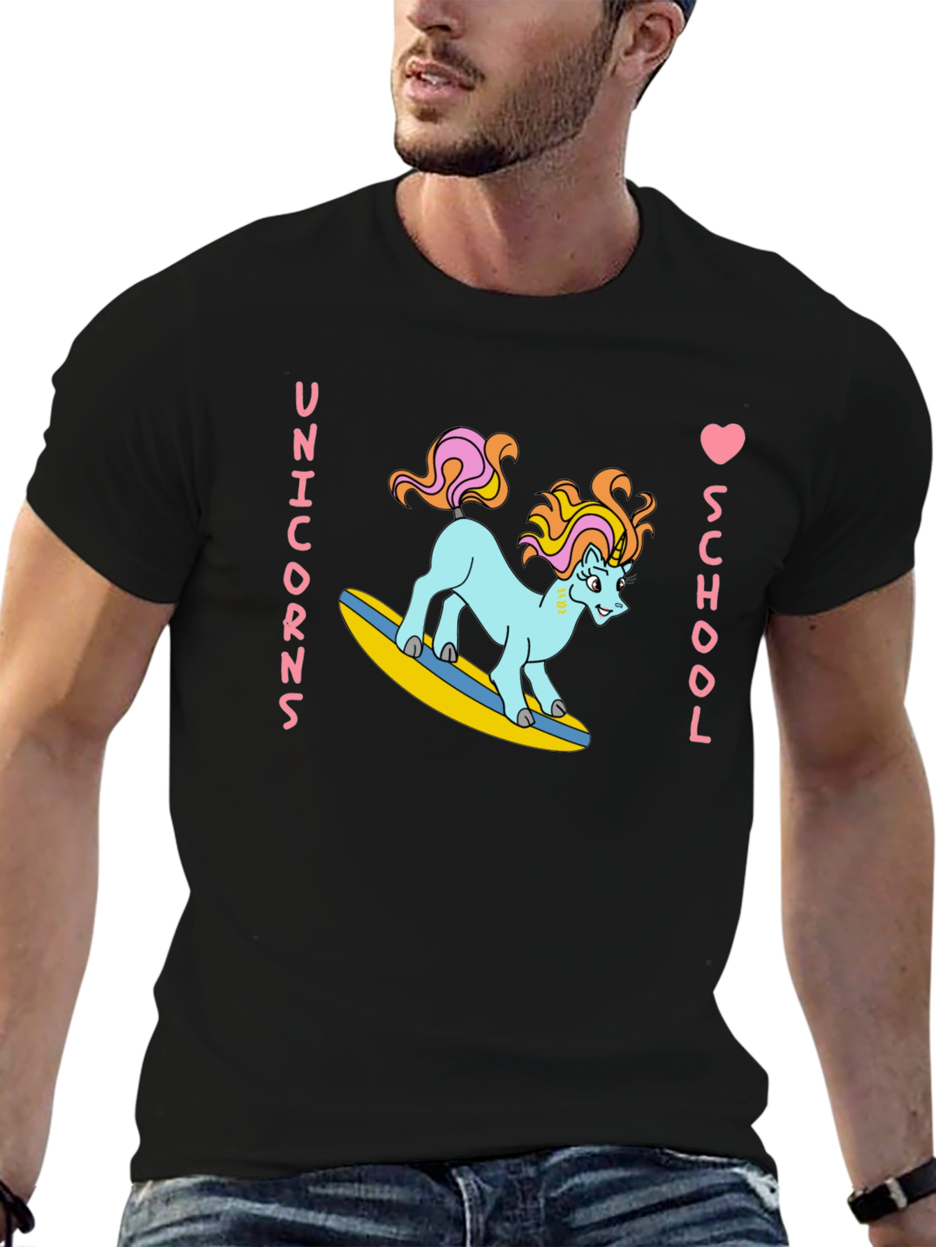 Unicorns Love School Black T-Shirt