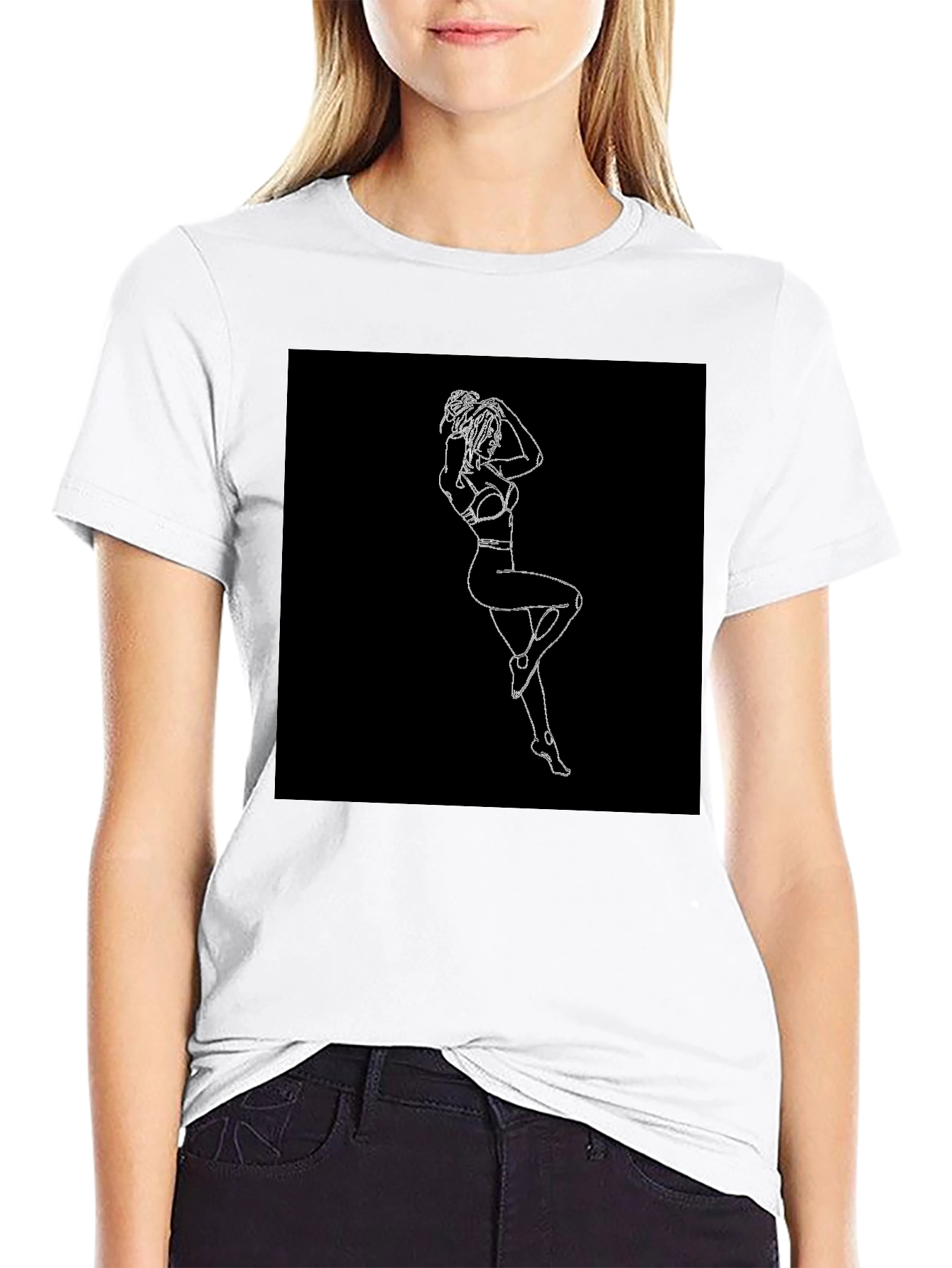 Minimalist Line Art Womans Graphic Tee
