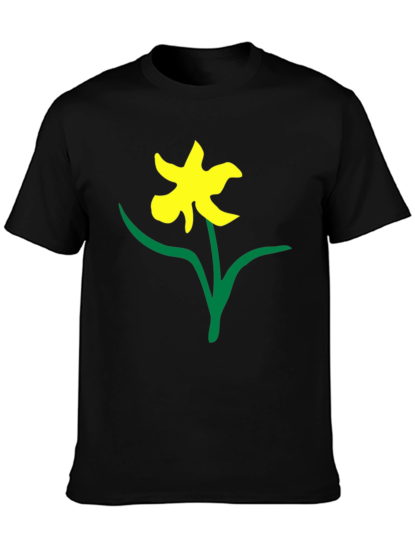 Black Tee with Daffodil Print