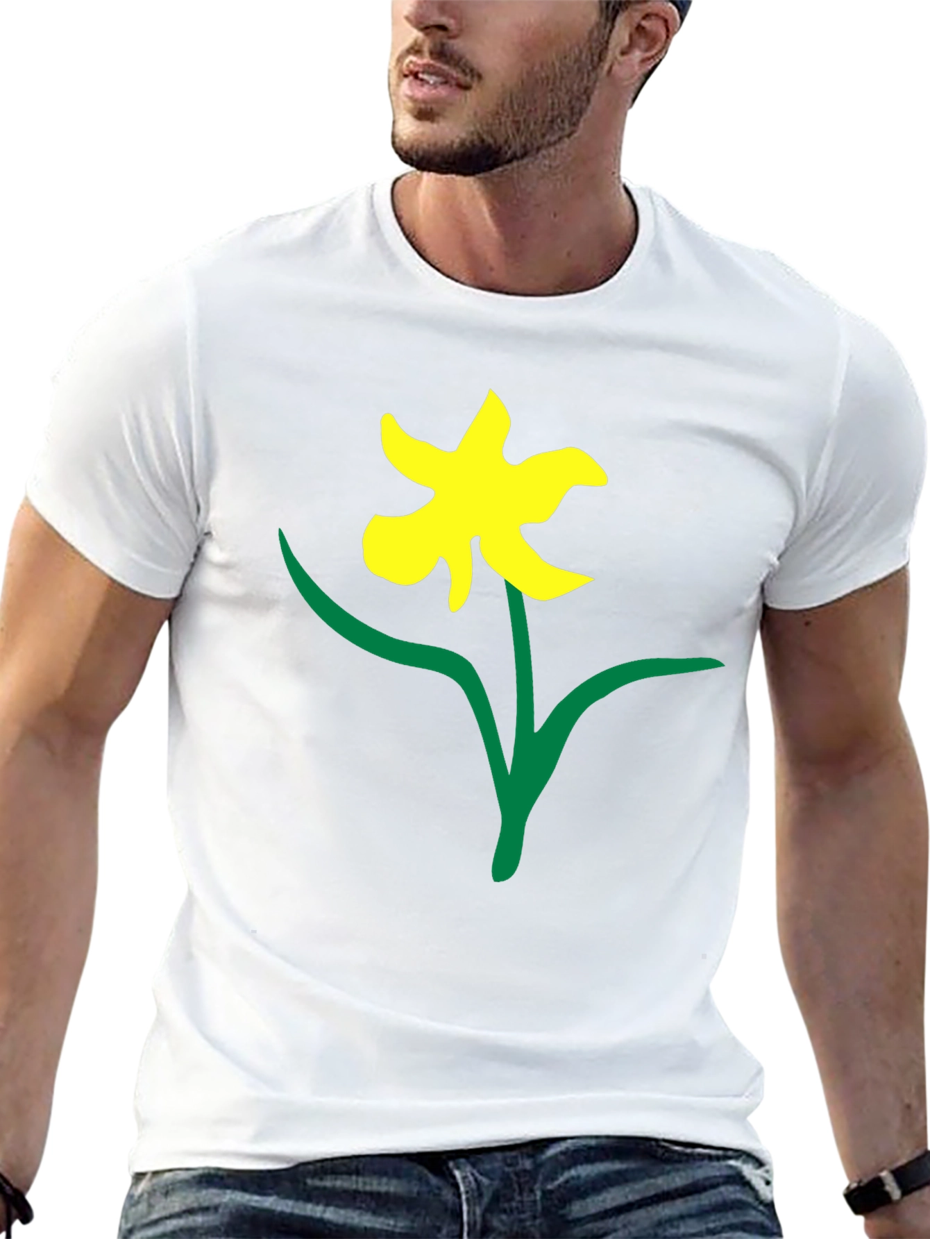 Black Tee with Daffodil Print