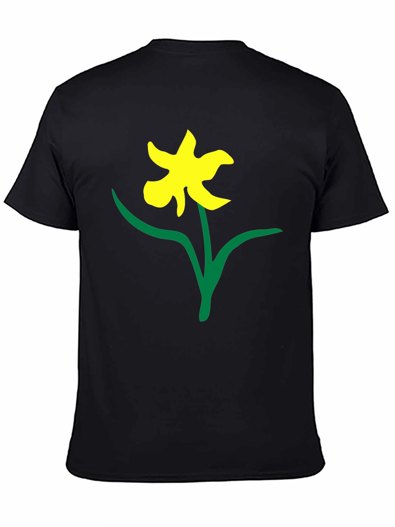 Black Tee with Daffodil Print