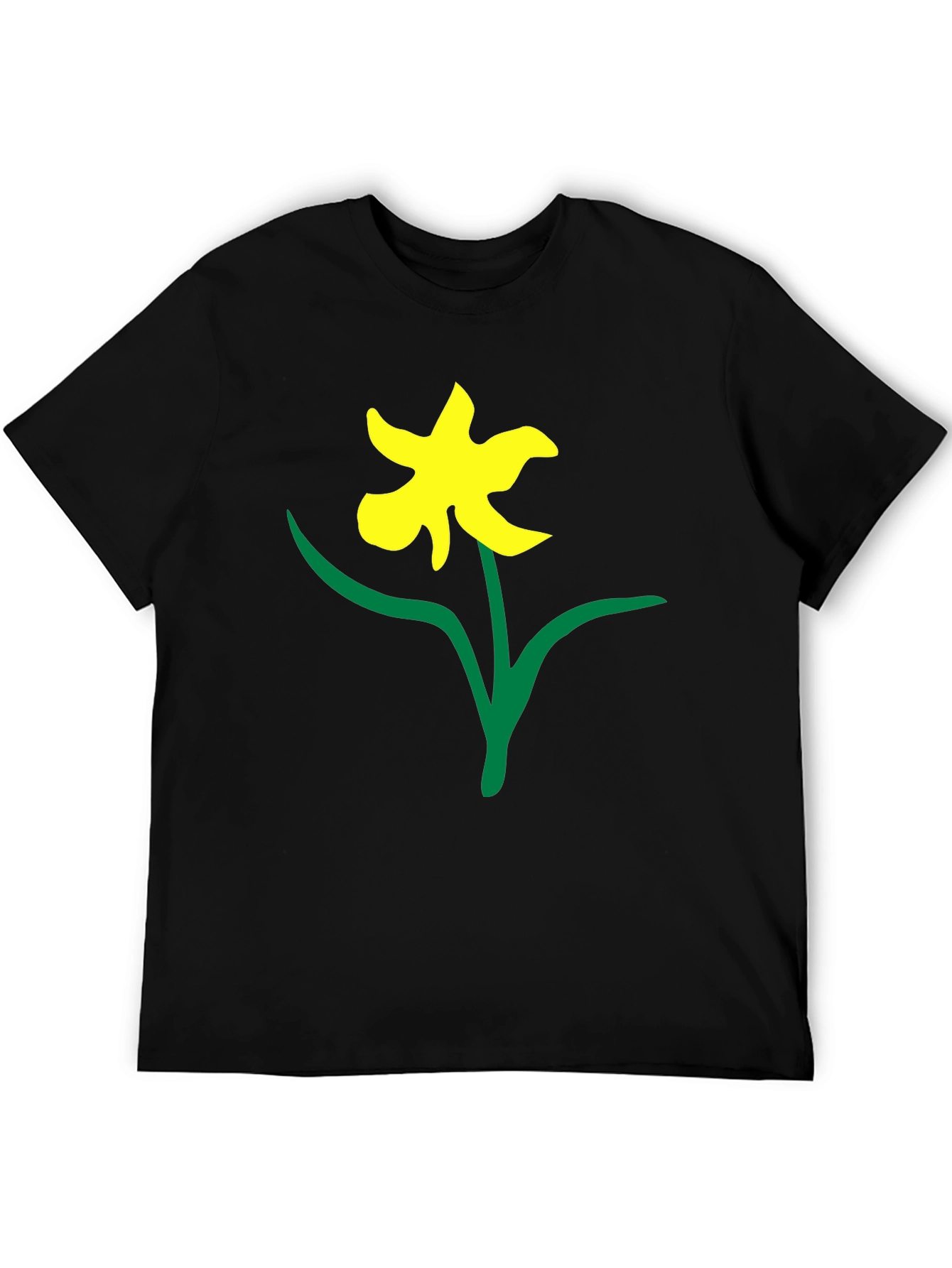 Black Tee with Daffodil Print