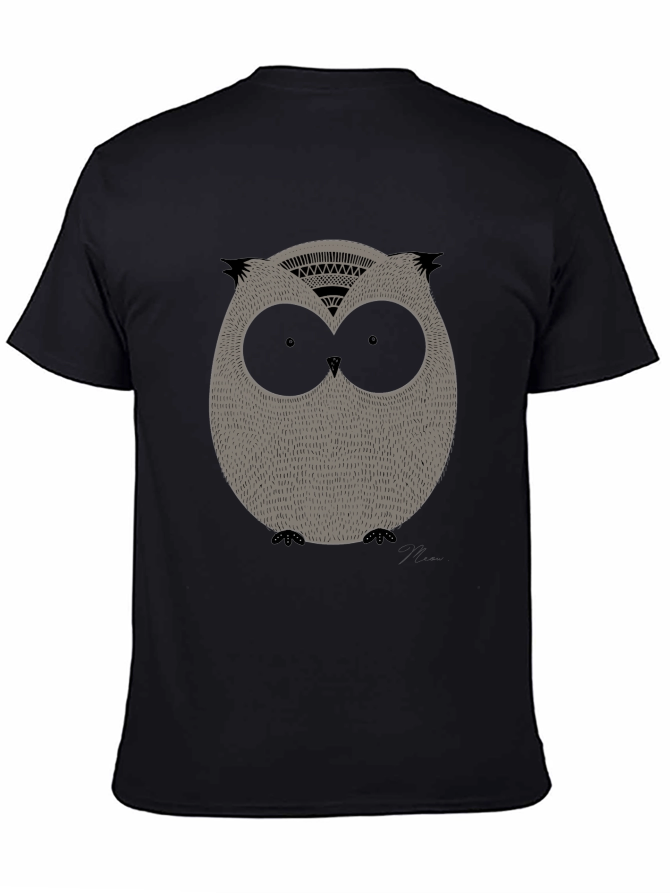 Cool Owl Graphic Print Black Tee