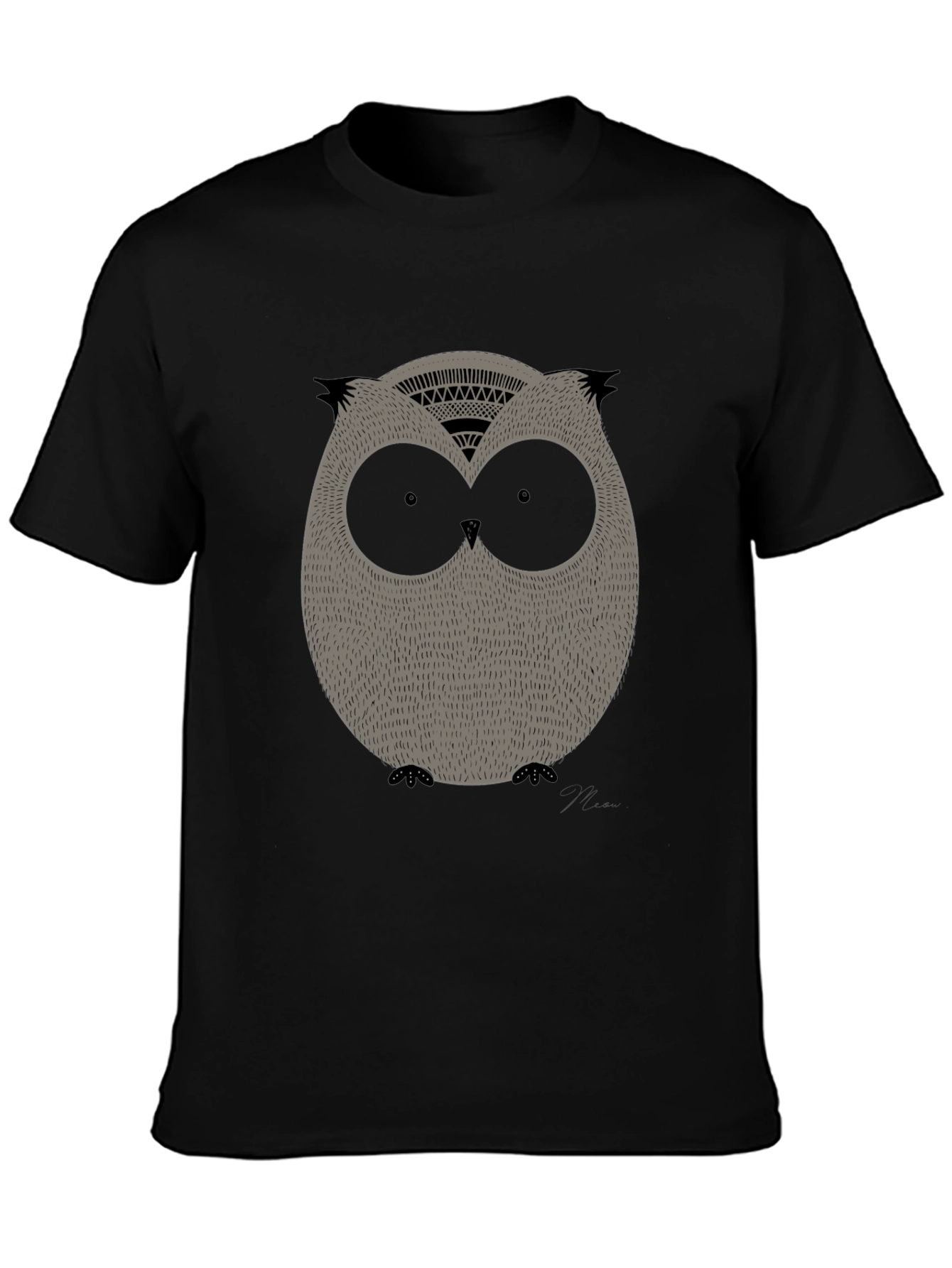 Cool Owl Graphic Print Black Tee