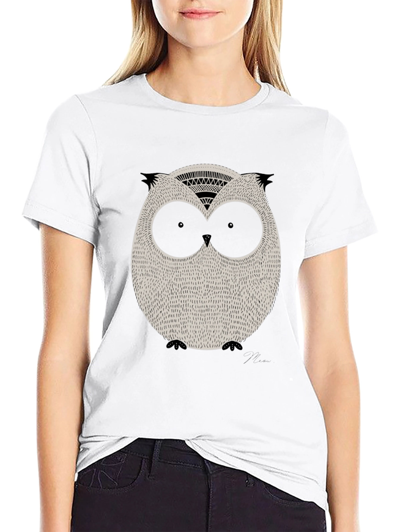 Cool Owl Graphic Print Black Tee
