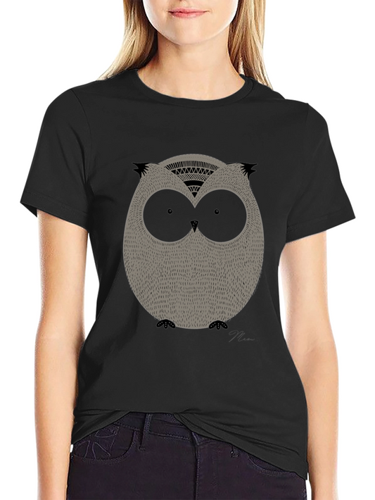 Cool Owl Graphic Print Black Tee