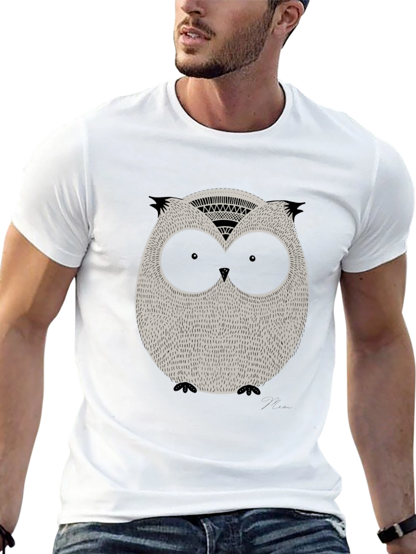 Cool Owl Graphic Print Black Tee