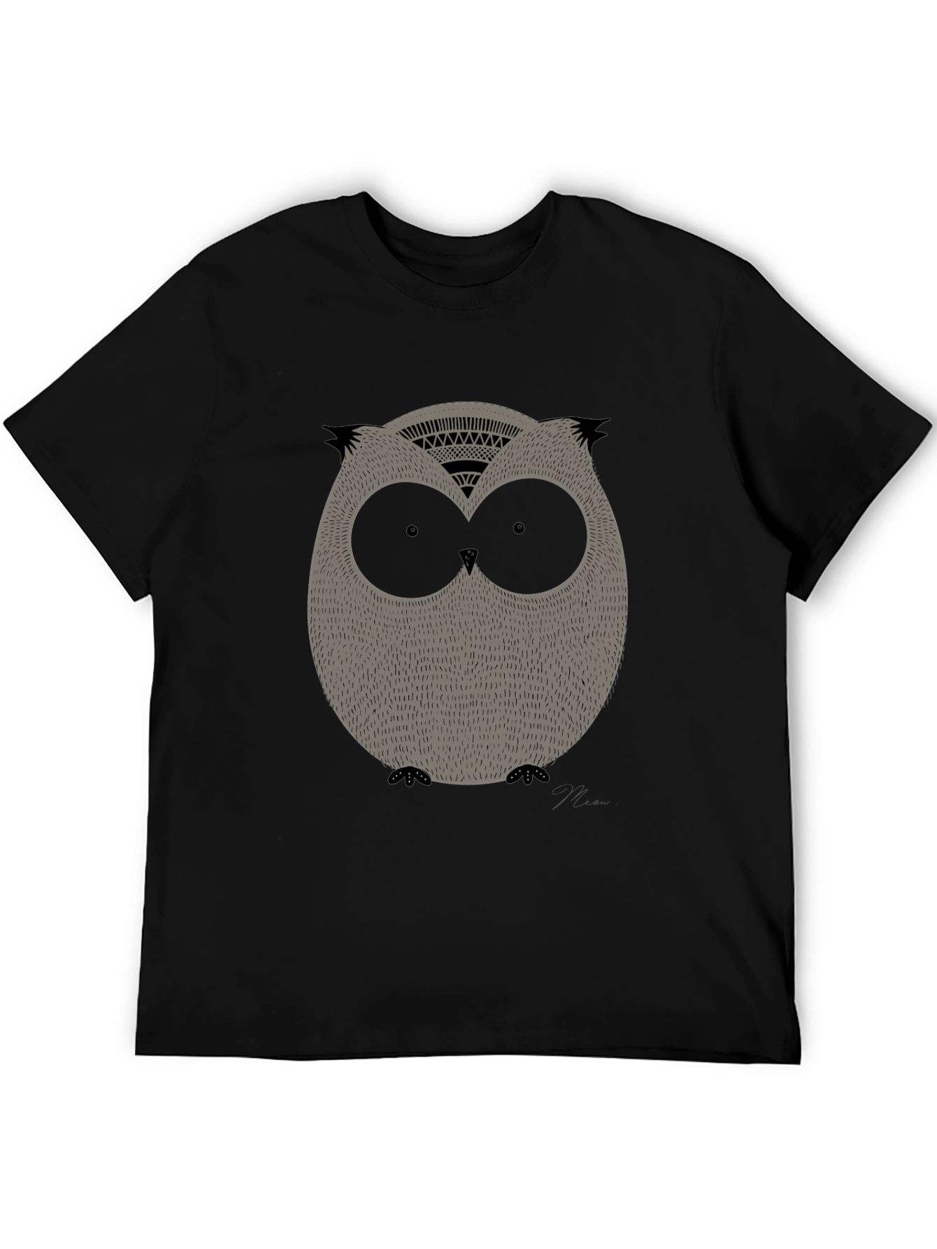 Cool Owl Graphic Print Black Tee