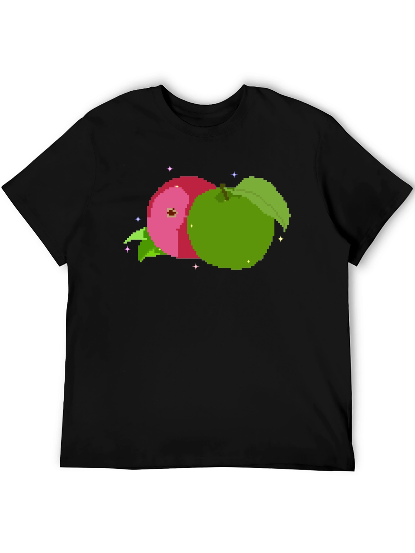 Pixel Apples Black T-Shirt - Retro Gaming Style