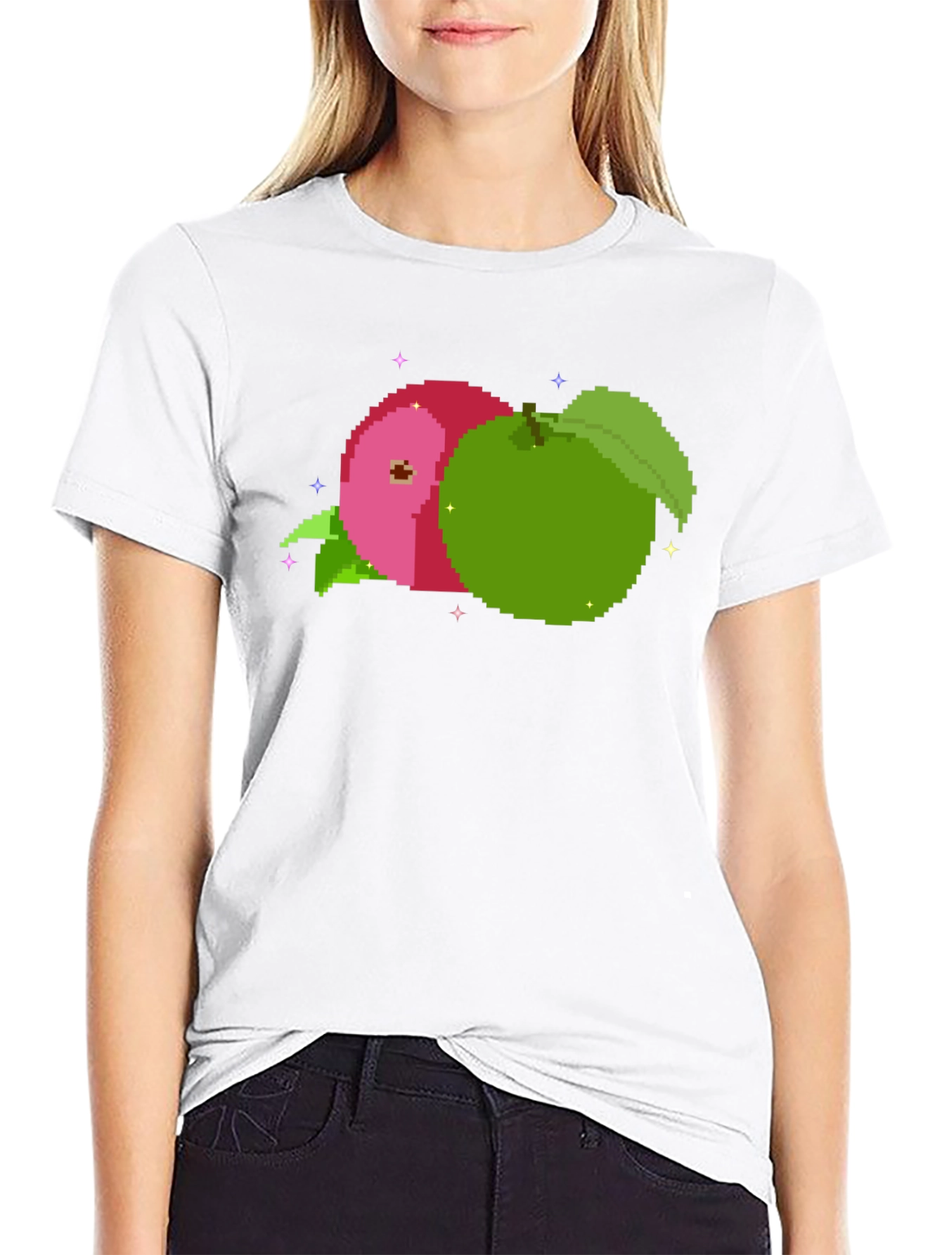 Pixel Apples Black T-Shirt - Retro Gaming Style