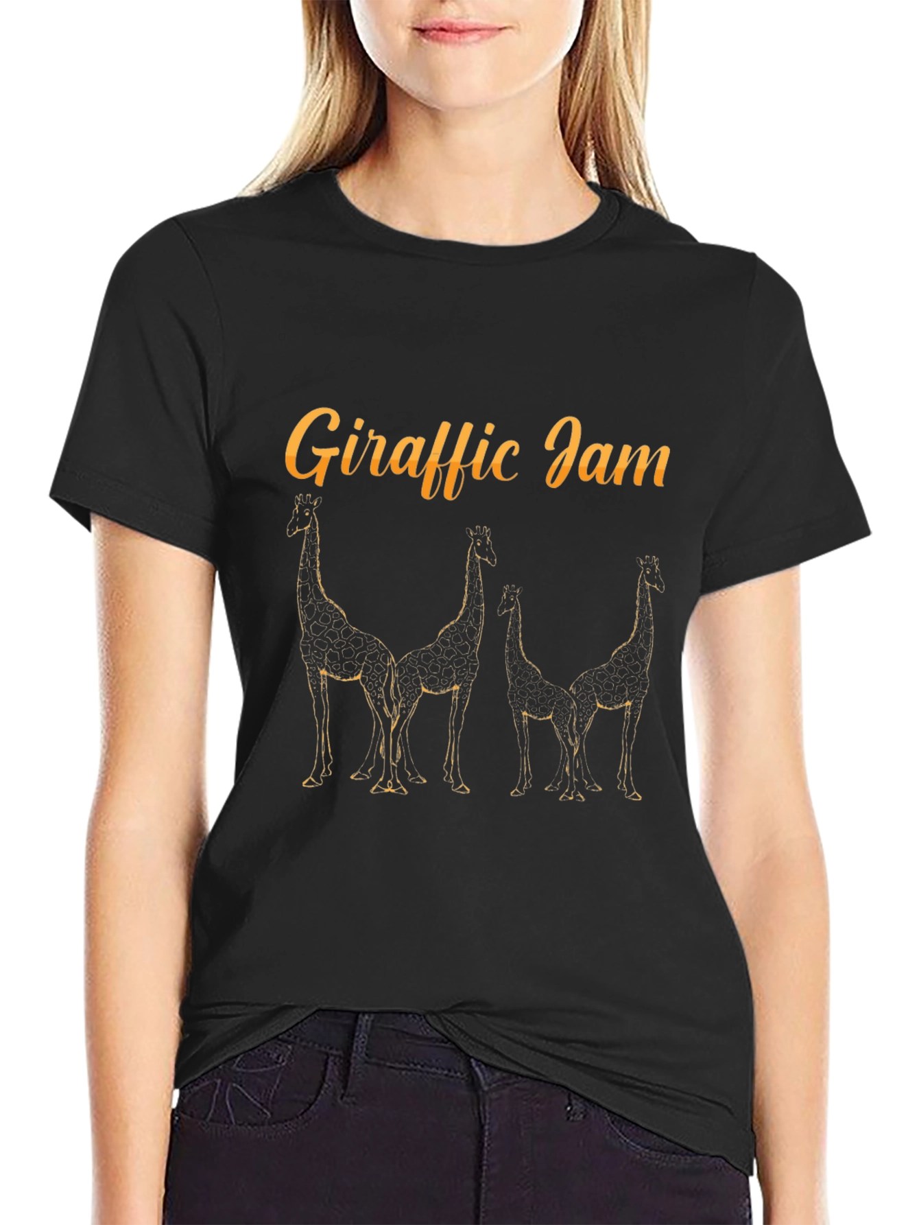 Giraffe Jam Black T-Shirt - Unique Design