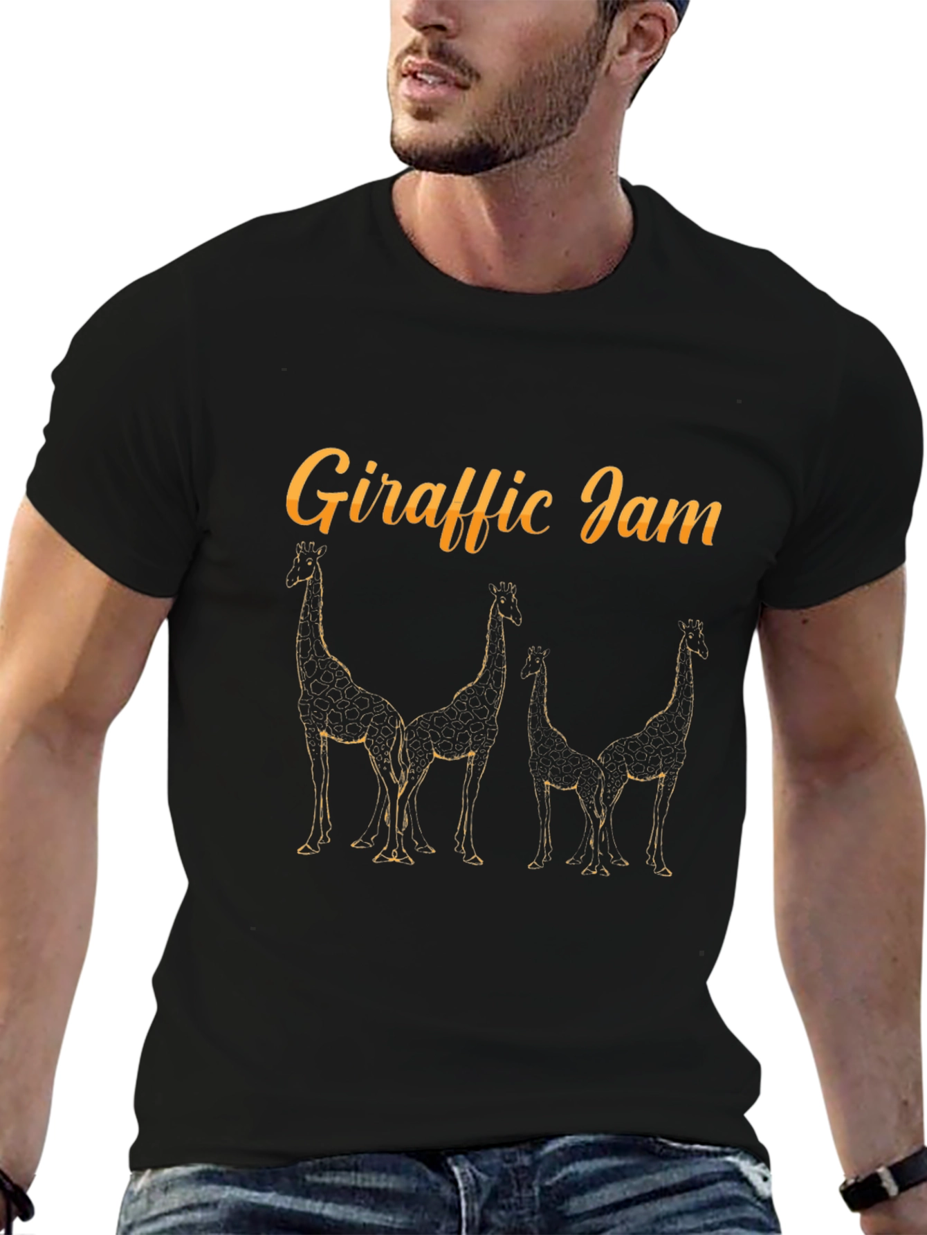 Giraffe Jam Black T-Shirt - Unique Design