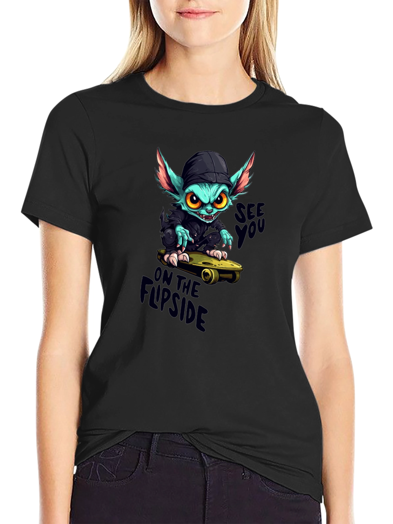 Skater Gremlin Graphic Black T-Shirt