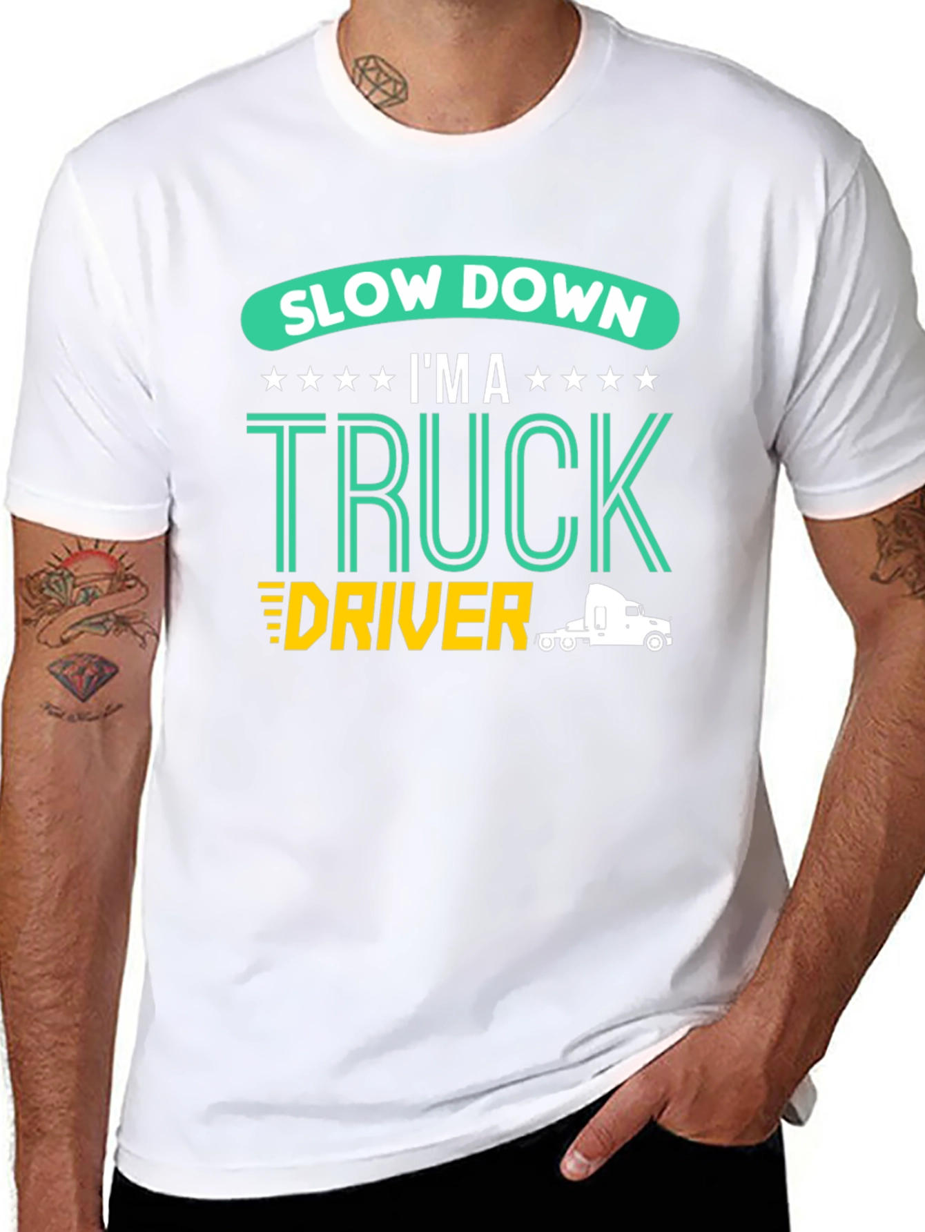 Slow Down Im A Truck Driver Black T-Shirt