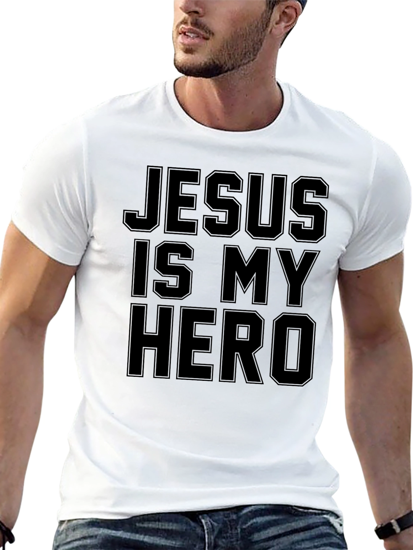 Jesus Is My Hero Black Graphic T-Shirt