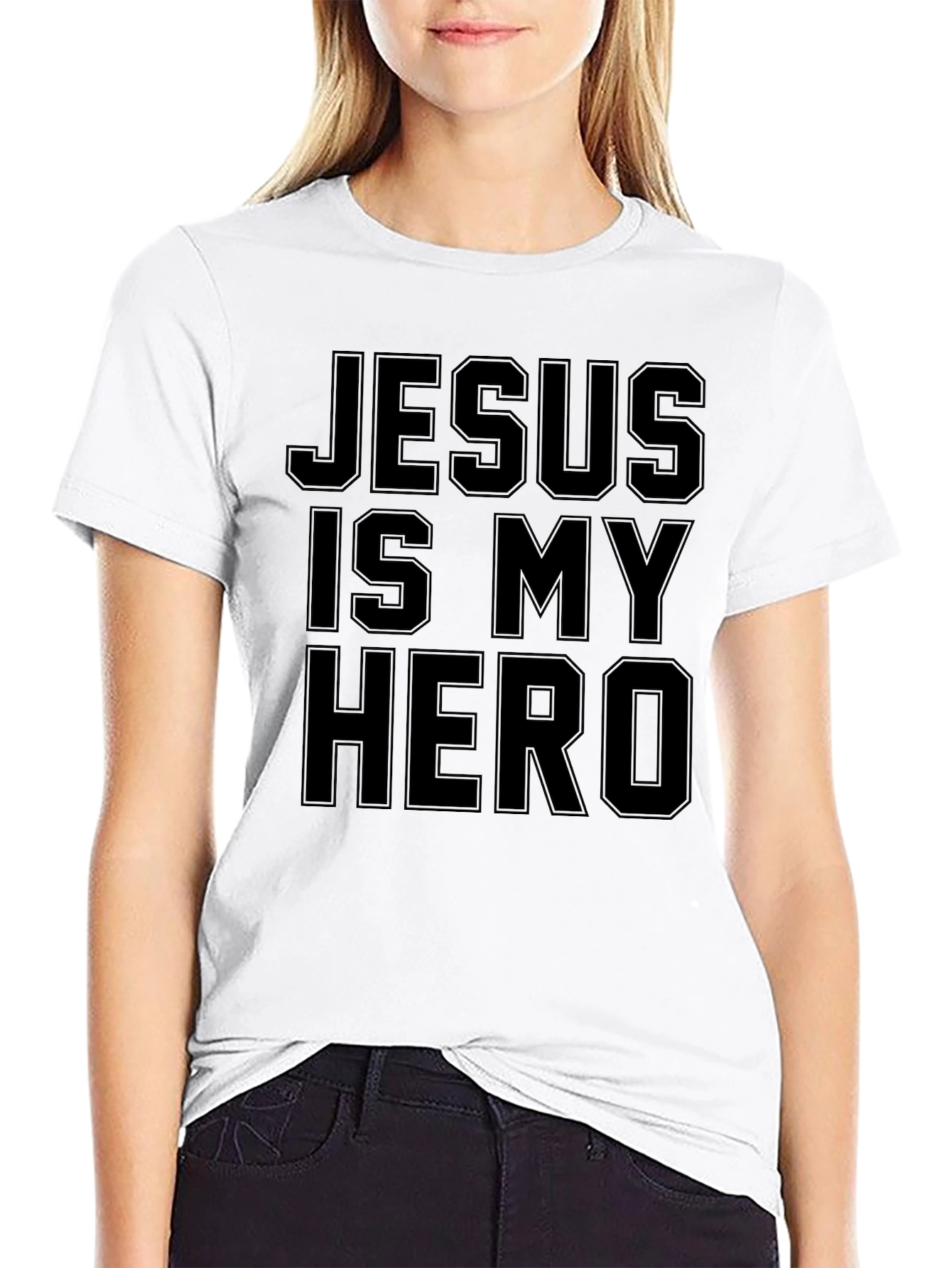 Jesus Is My Hero Black Graphic T-Shirt