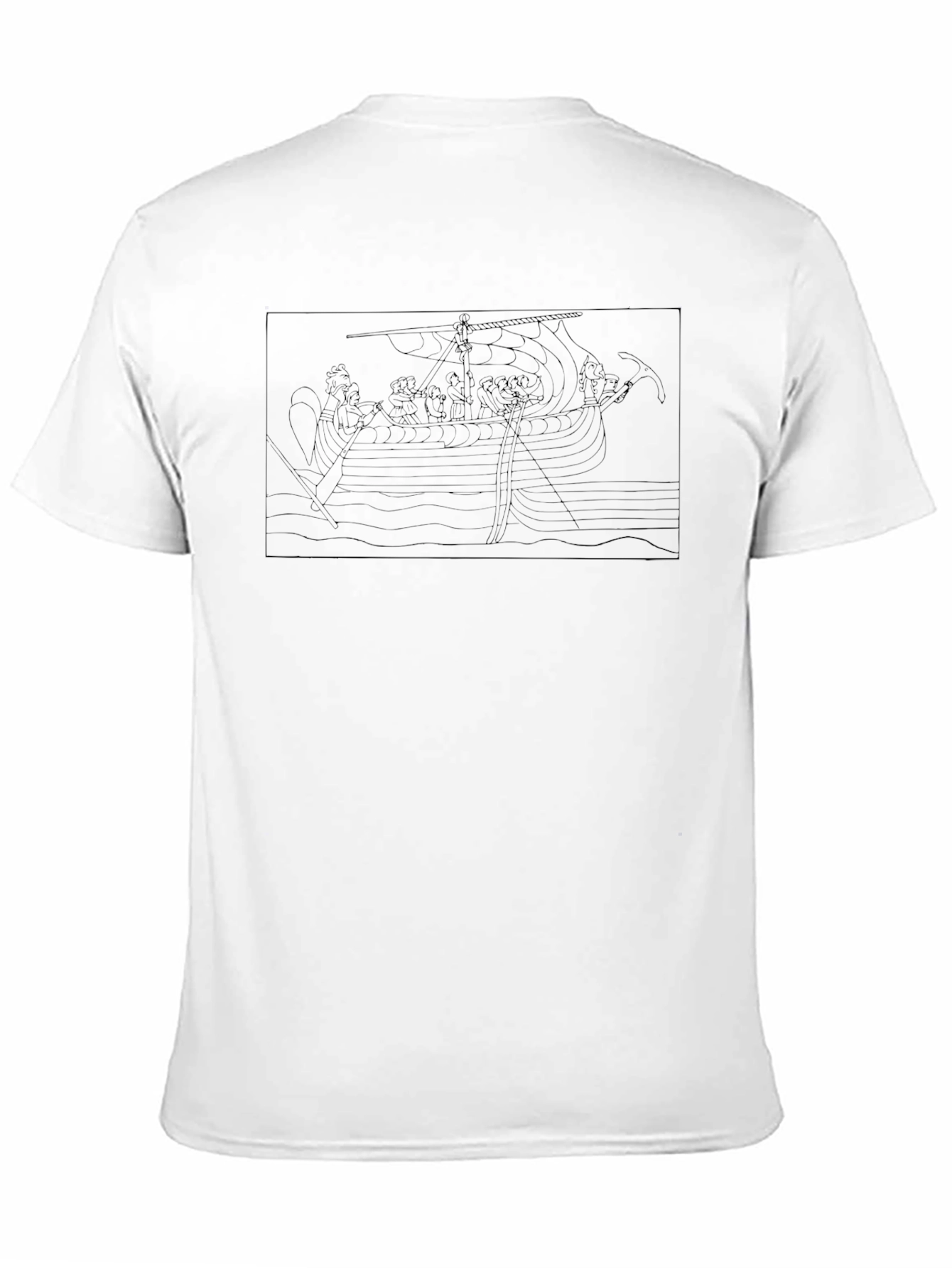 Viking Ship Graphic Tee - Black Cotton T-Shirt