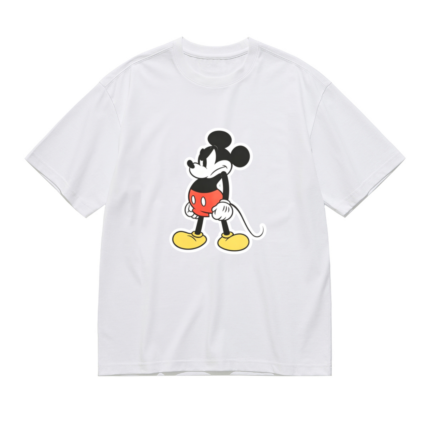 Plus Size Women Angry Classic Mickey Mouse Vintage Cartoon Print Tee